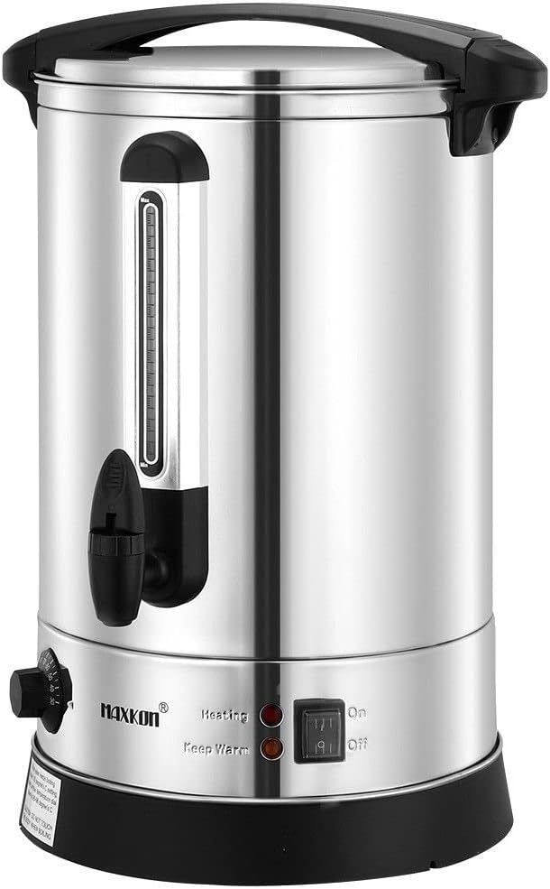 Maxkon 20L Electric Hot Water Urn with Temperature Control, 2500W Double Layer Stainless Steel