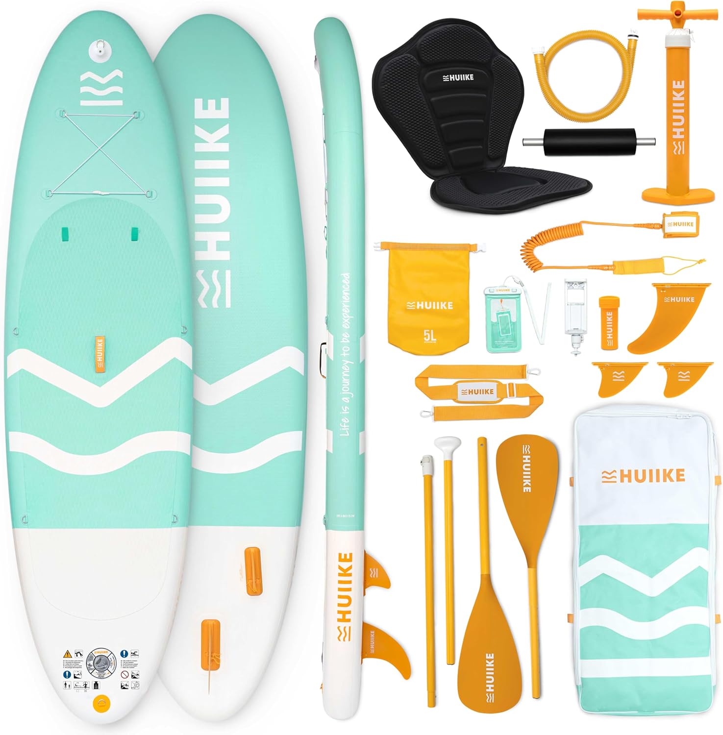 HUIIKE Inflatable Paddle Board for Adults with Accessories Included, Oar, Fins, Pump. Stand Up Paddleboard Great Stability and Resistance. 10’ x 33