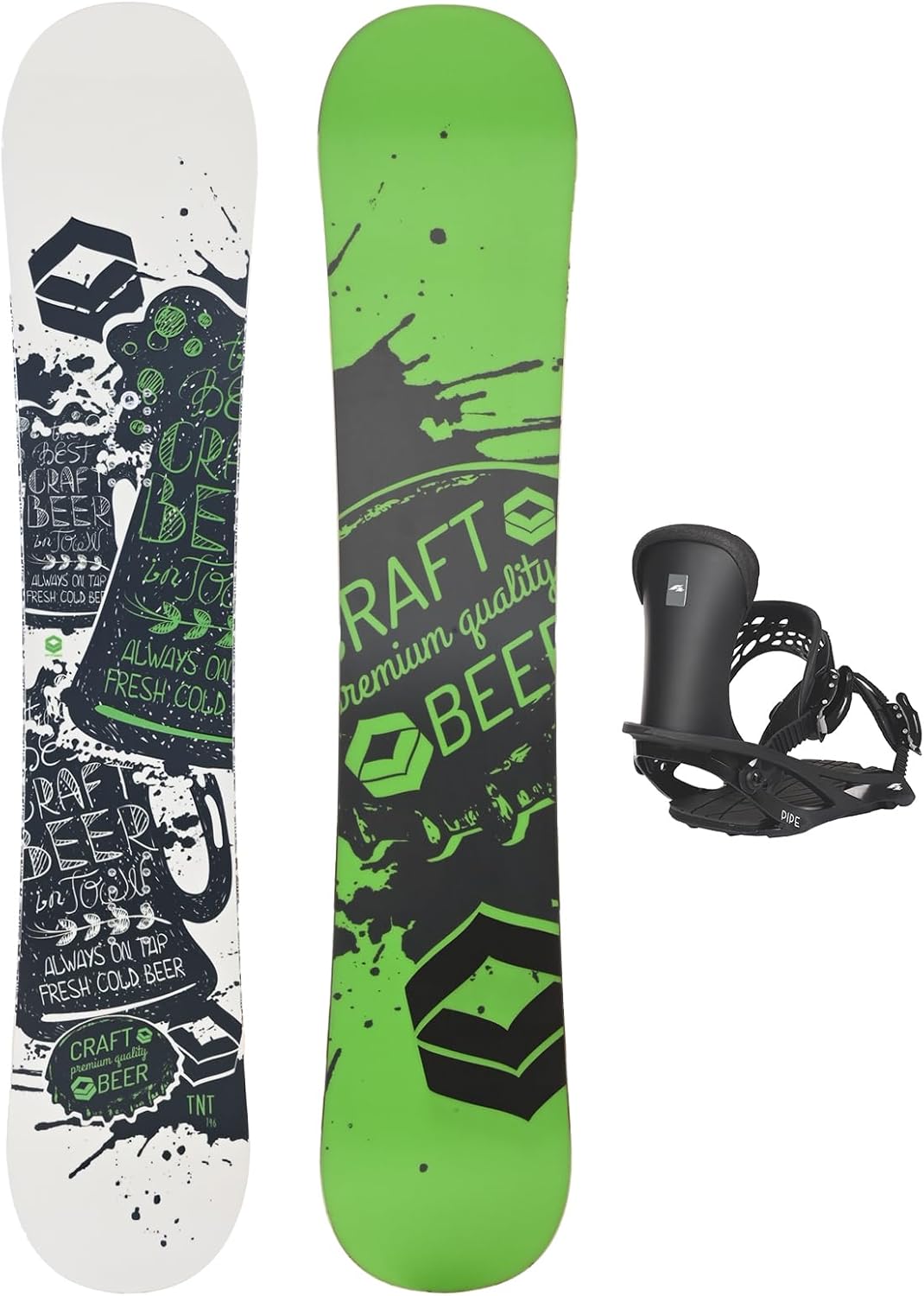 FTWO Set Snowboard TNT Grün 146cm mit Pipe Bindung M Sale