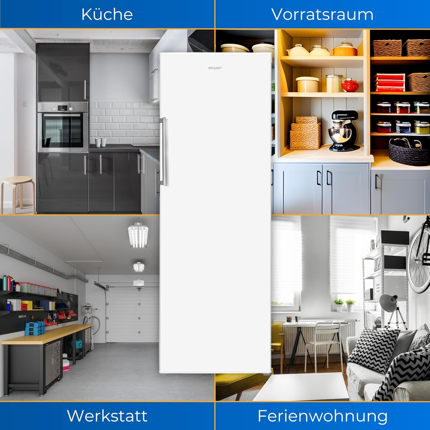 Exquisit Gefrierschrank GS280-HE-040D weiss | Tiefkühlschrank Gross 242 Liter | 4* Schnellgefrieren | Gefrierschrank Gross | Türanschlag wechselbar