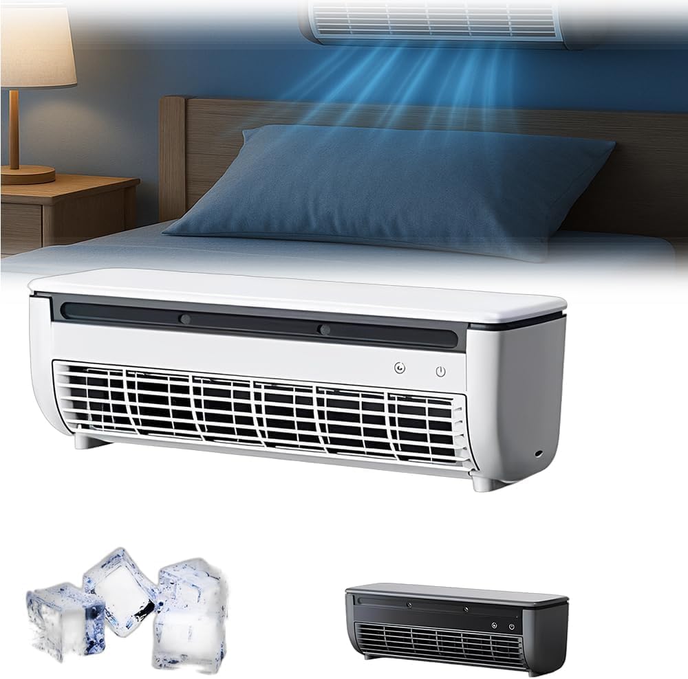 Wireless Charging Air Conditioner Wall Mounted Unit, Portable Wall-Mounted Air Conditioning unit for Kitchen Bedroom No Drilling Cooling Fan Instant Chill for RV Camping Office Use (White)