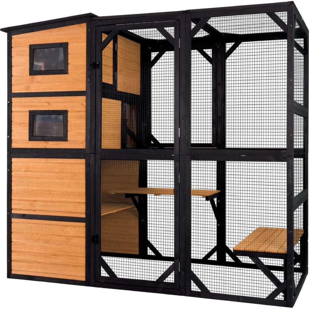Aivituvin Large Cat Catio, 4 Tiers, Weatherproof Roof, 70"H x 77"L