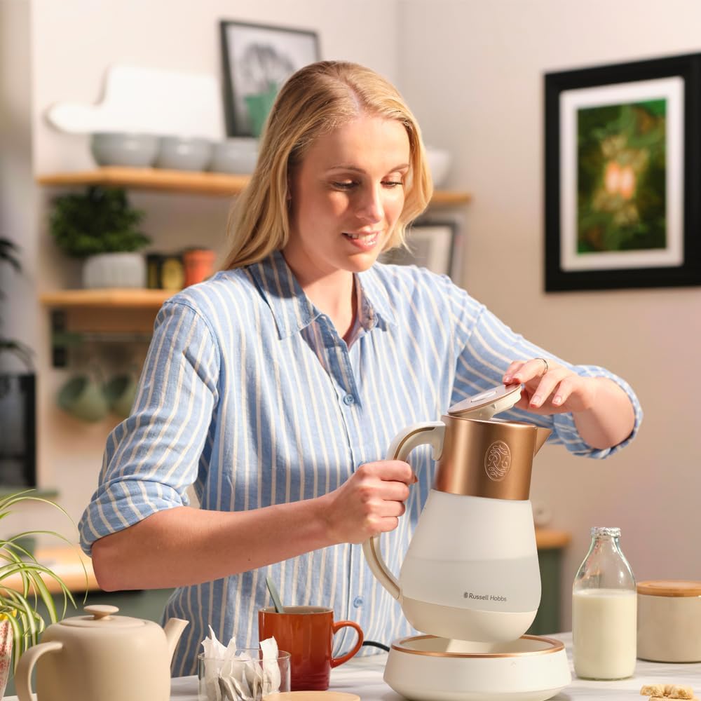 Russell Hobbs Wasserkocher Glas [1,7L, Temperatureinstellung 40-100°] Calm (LED-Beleuchtung, beruhigende Klänge, Leise-Koch-Technologie,Warmhaltefunktion,Digitaldisplay,Touch-Bedienung,2400W) 27450-70
