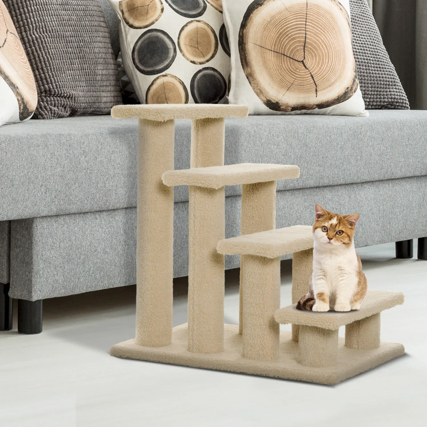 PawHut Kattentrap 4 Treden Klimhulp voor oudere dieren