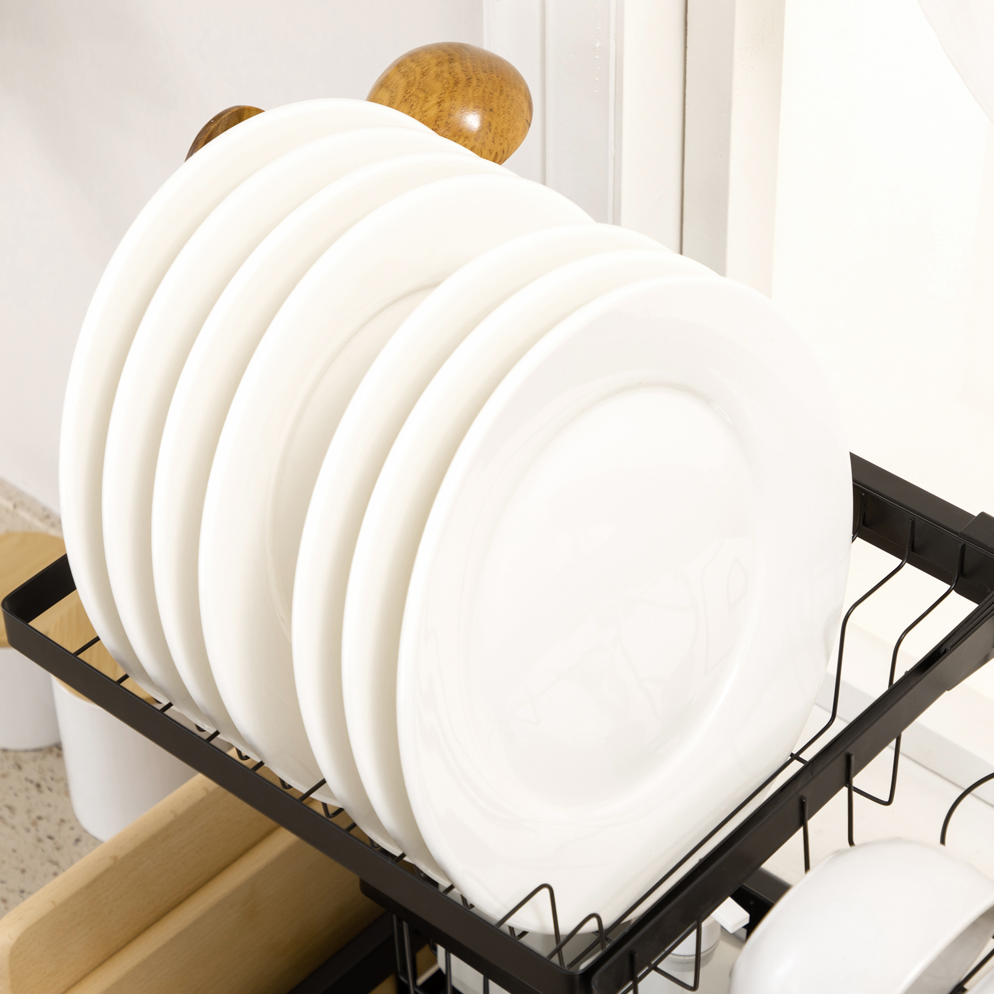 Serviesmand, Modulaire Servieshouder van Metaal, tot 23 kg Belastbaar, Zwart