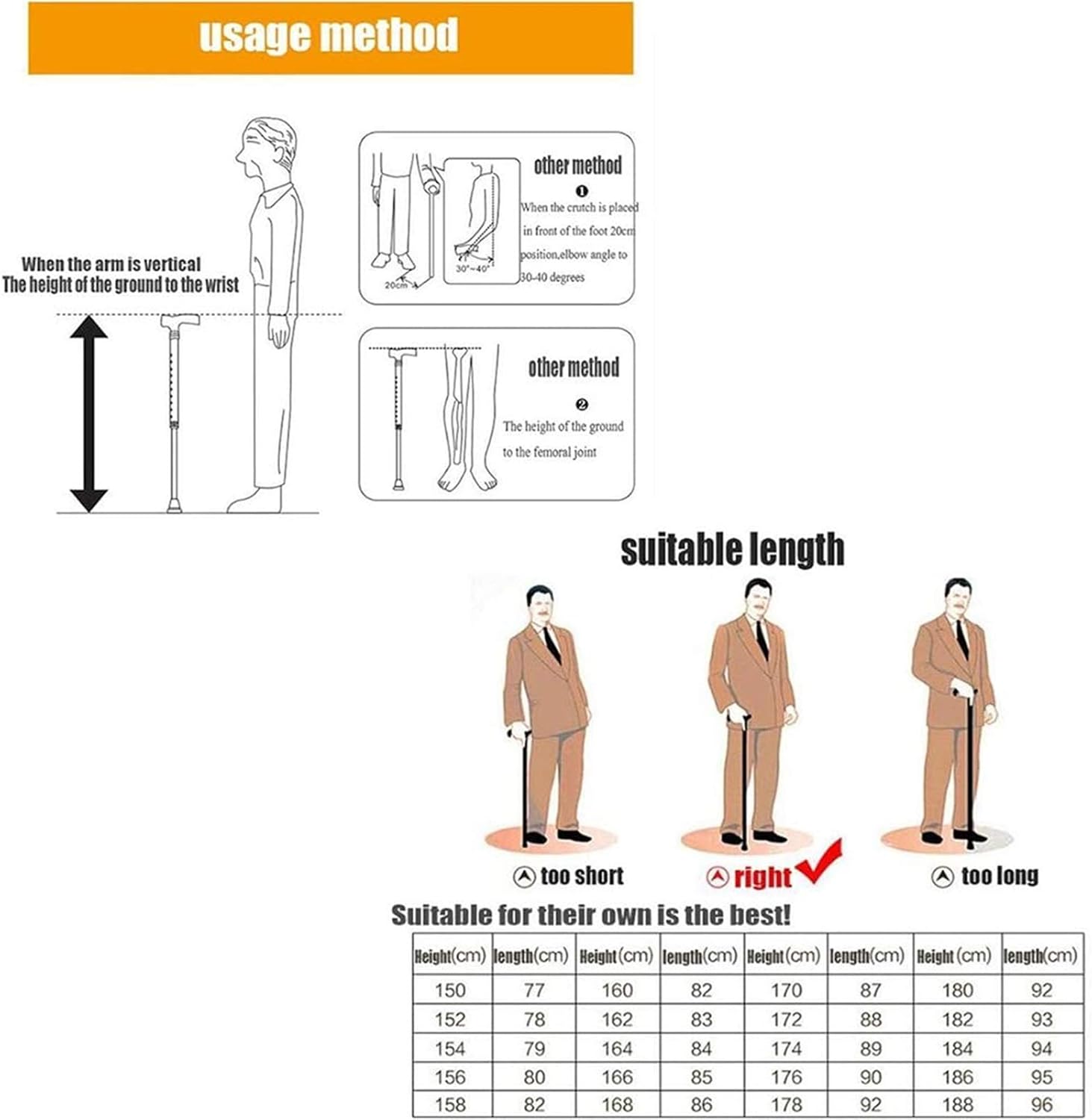 Wanderstock tragbarer Wanderstock/Krücken Leichte Aluminiumlegierungsstöcke mit schwammer ergonomischem Griff 8 einstellbare Höhenpegel für ältere Männer oder Frauen behinderte Rohrstock mit 4 Beinen