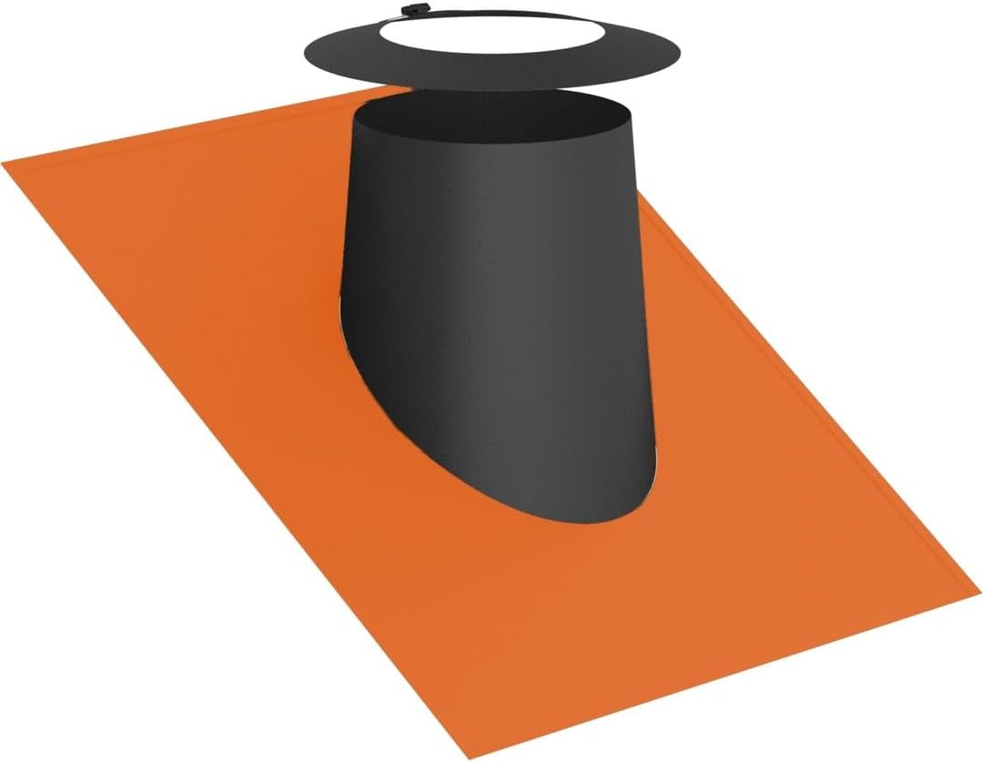 Jeremias DW-Black Dachdurchführung 200mm 26-35 Grad Elastomerrand rot Wetterkragen Edelstahl doppelwandig Abgasanlage für Öl Gas Festbrennstoffe