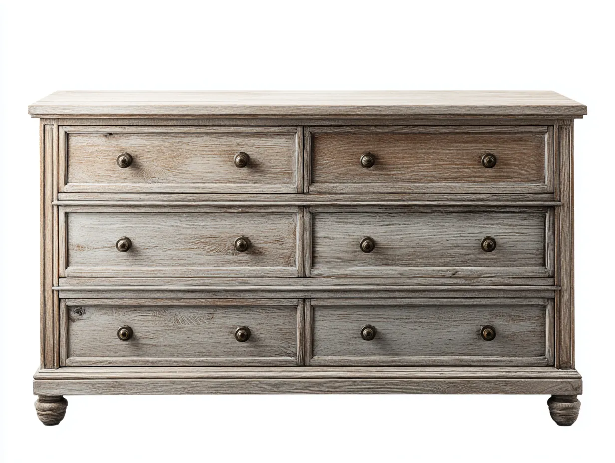 Kommode mit Schubladen - Holz-Metall - 138x46x82 cm - Natur-Greige - Landhausstil