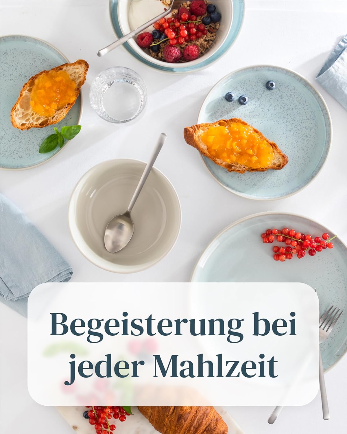 Steingut Geschirrset 6 Personen Ibiza 24 tlg. TESTSIEGER, Traumhaftes Mediterranes Steingut Geschirr Set, Schüssel- und Teller Set, Tafelservice 6 Personen, Geschirrsets Pure Living in Blau-Beige