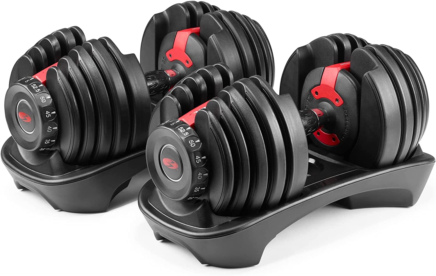 Bowflex SelectTech 552 Adjustable Dumbbells Pair, 5-52.5 lbs, Space-Saving Home Gym Equipment