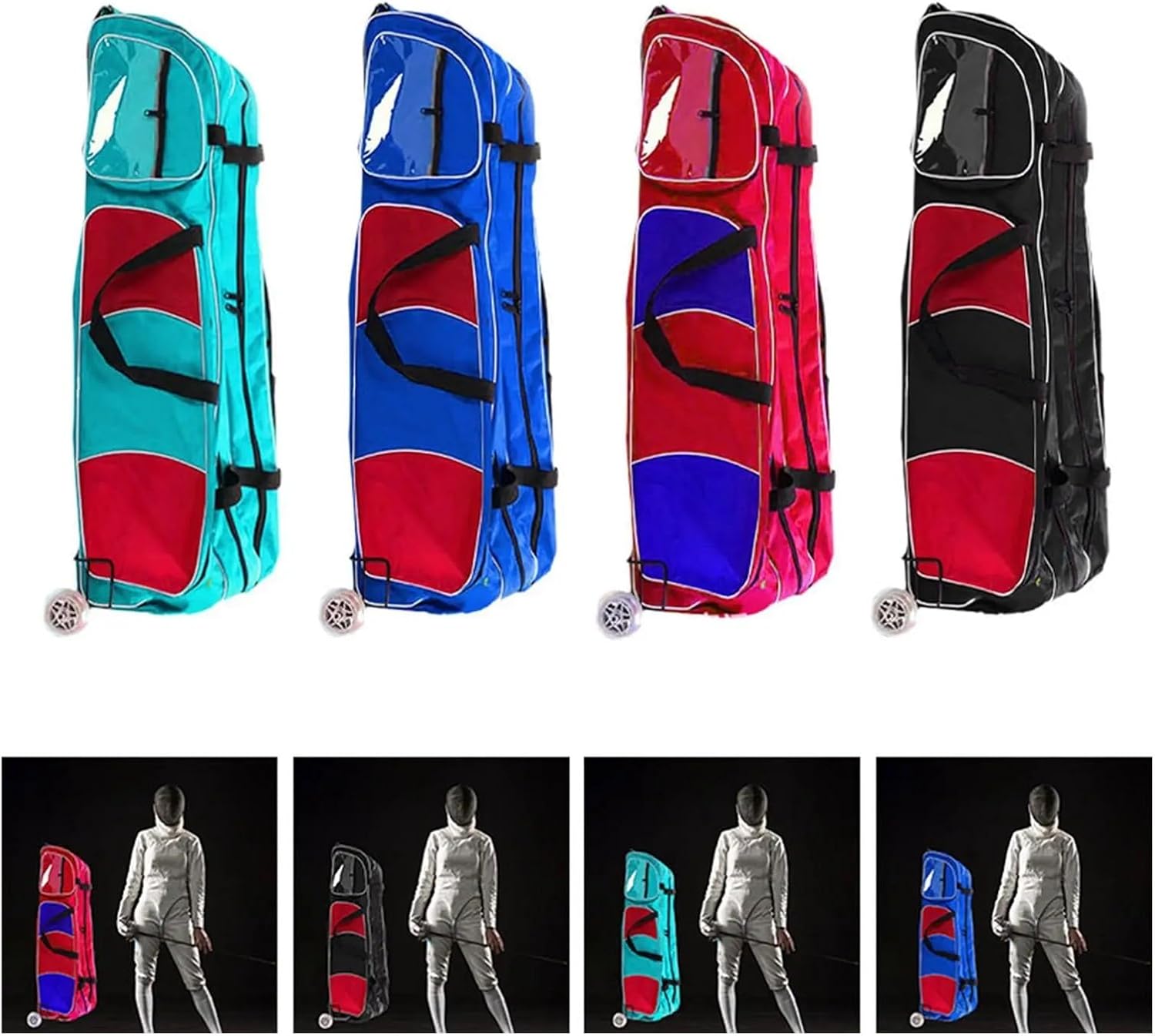 Fechttasche Fecht-Radtasche mit Rädern Rucksack Bequem zu tragende Deichseltasche