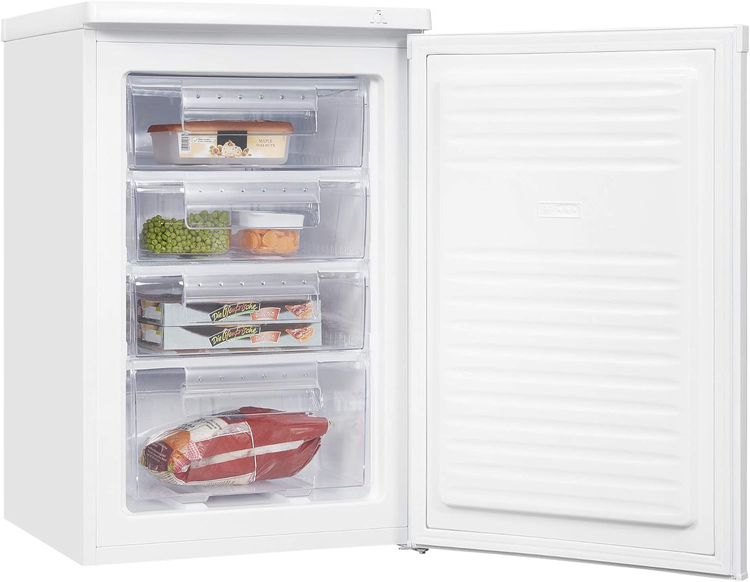 Exquisit Gefrierschrank GS80-040E weiss | Standgerät | 91 l Volumen | Weiß | Gefrieren | Türanschlag wechselbar | Gefrierschubladen