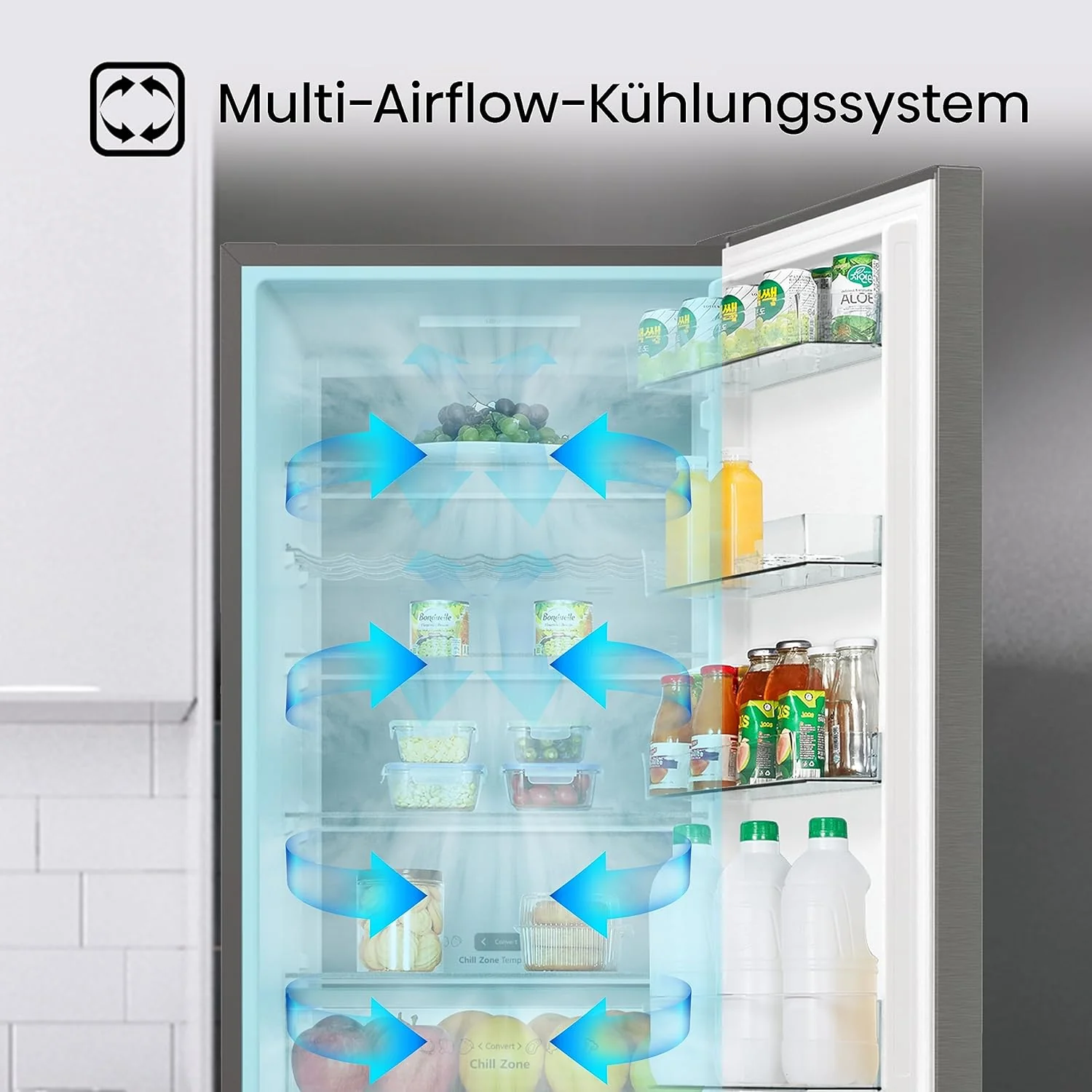 Hisense RB327N4ADD Koelvriescombinatie, EEK D, Total NoFrost, Verwisselbare Deurscharnieren, Flessenrek, 171 Liter Koelgedeelte, 85 Liter Vriesgedeelte, Roestvrijstalen look