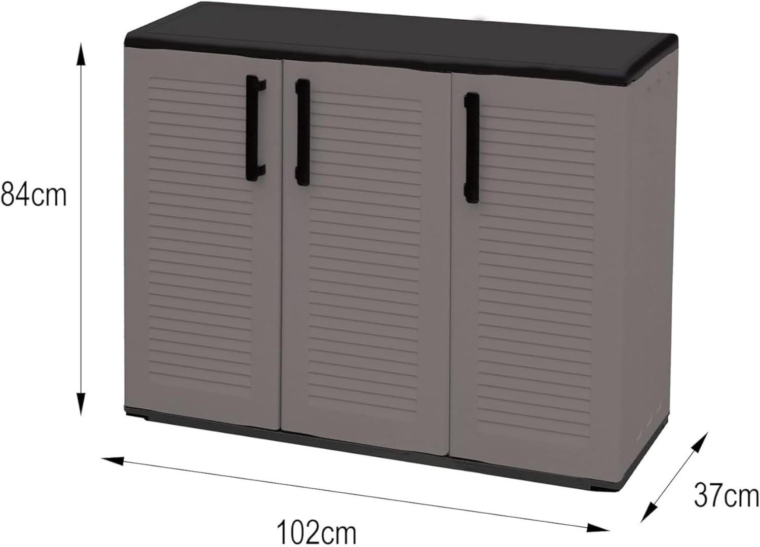 Dmora Mehrzweck Außen oder Innenwechselschrank, 3 türiges Mobile und 1 Polypropylen Regal, 100% Made in Italy, 102x37H84 cm, graue Farbe