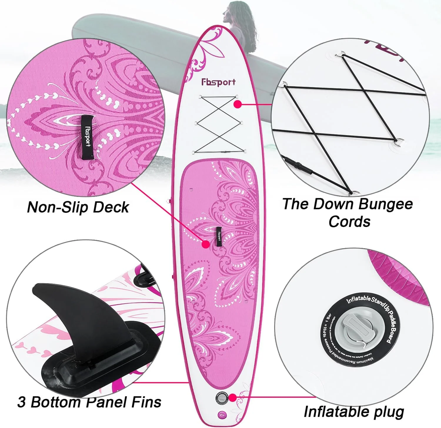Premium-Stand-Up-Paddle-Board, Yoga-Board mit strapazierf?higem SUP-Zubeh?r und Tragetasche | Breiter Stand, Surf-Kontrolle, rutschfestes Deck, Leine, Paddel und Pumpe f��r Jugendliche und Erwachsene