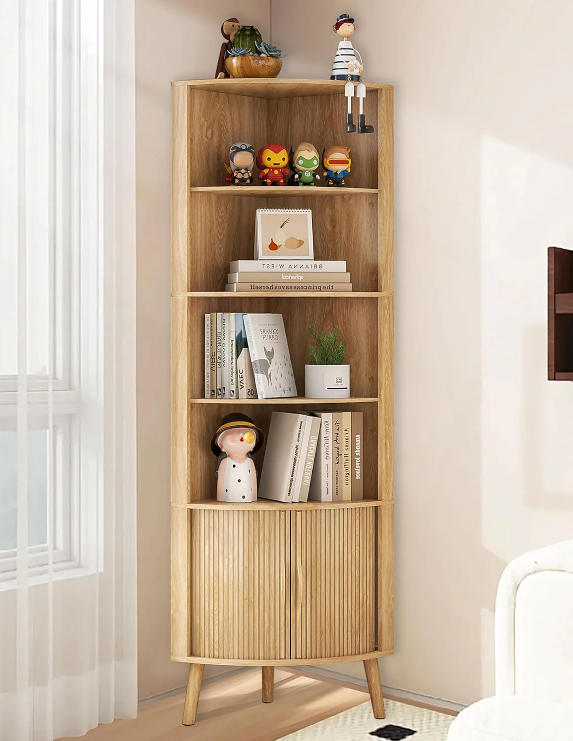 Corner Cabinet. 66.73'' Tall Modern Corner Bathroom Storage Cabinet