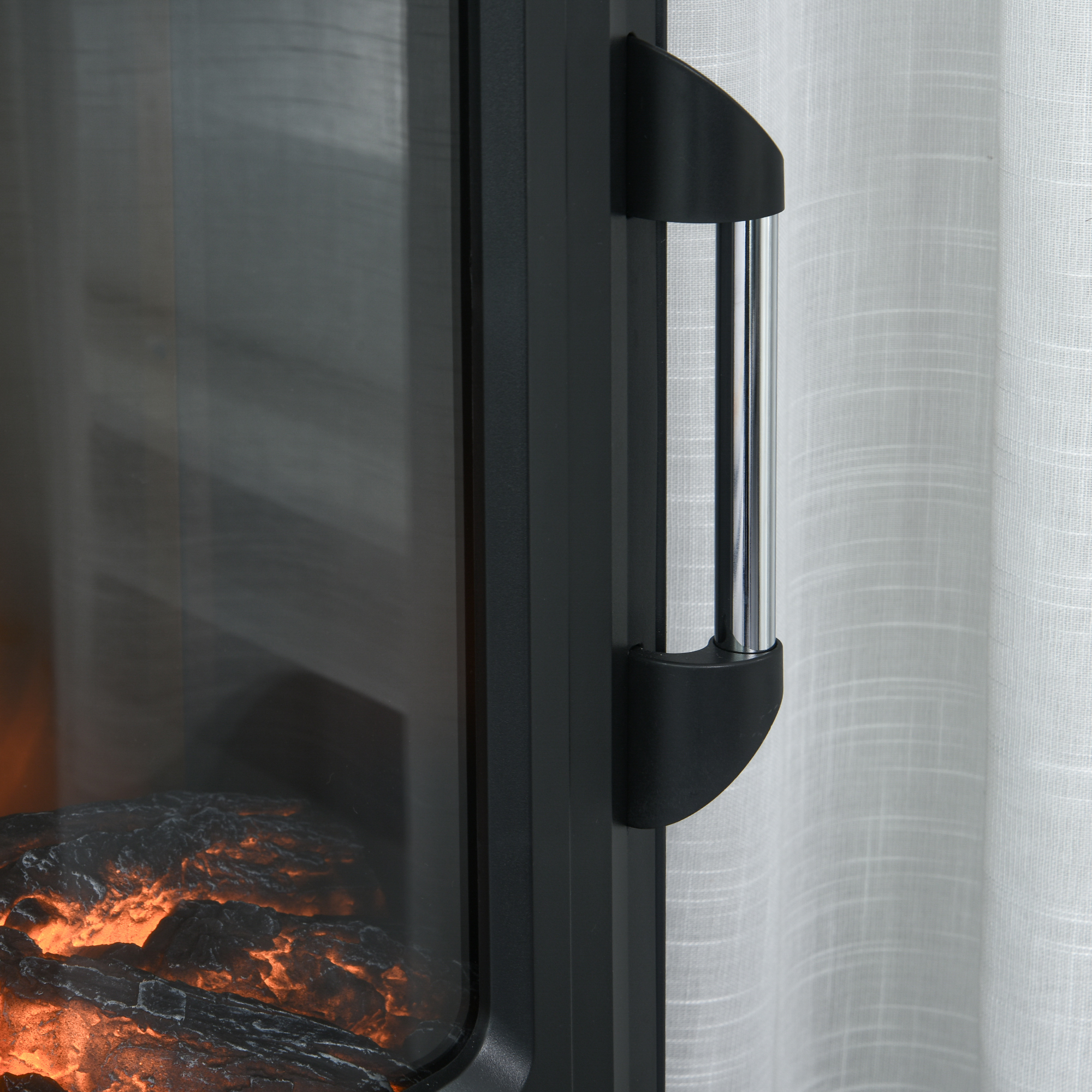Elektrische kachel met vlameffect thermostaat 1000 W / 2000 W 20 �O zwart metaal 25 x 25,4 x 52 cm