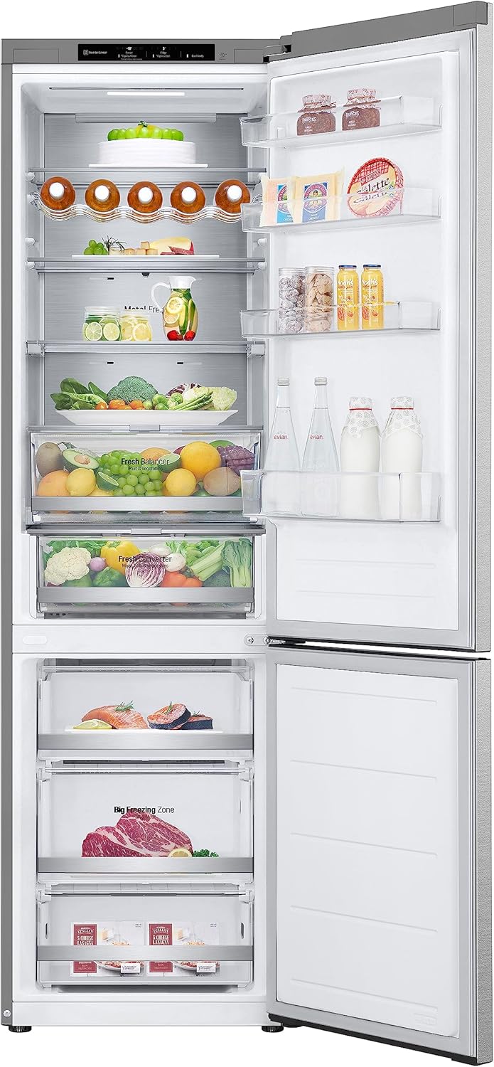 LG GBV22NCCEP Kühl-/Gefrierkombination – Smart Inverter Compressor, Total No Frost, Modern Flat Door Design, Matt Schwarz Metallic, Energieeffizienz A
