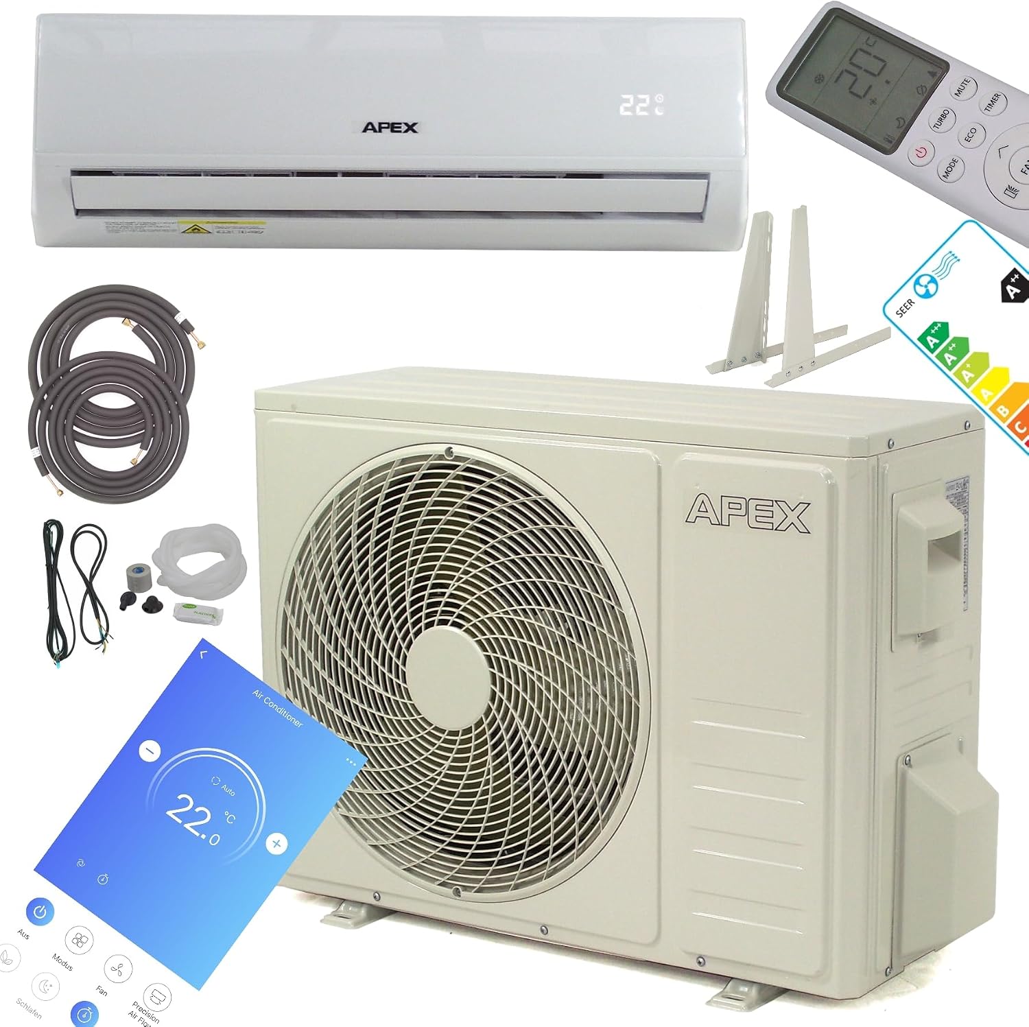 Split Klimaanlage Klimagerät 4-in-1 18000 BTU Heizfunktion Luftentfeuchter 5140W 56183 AWZ
