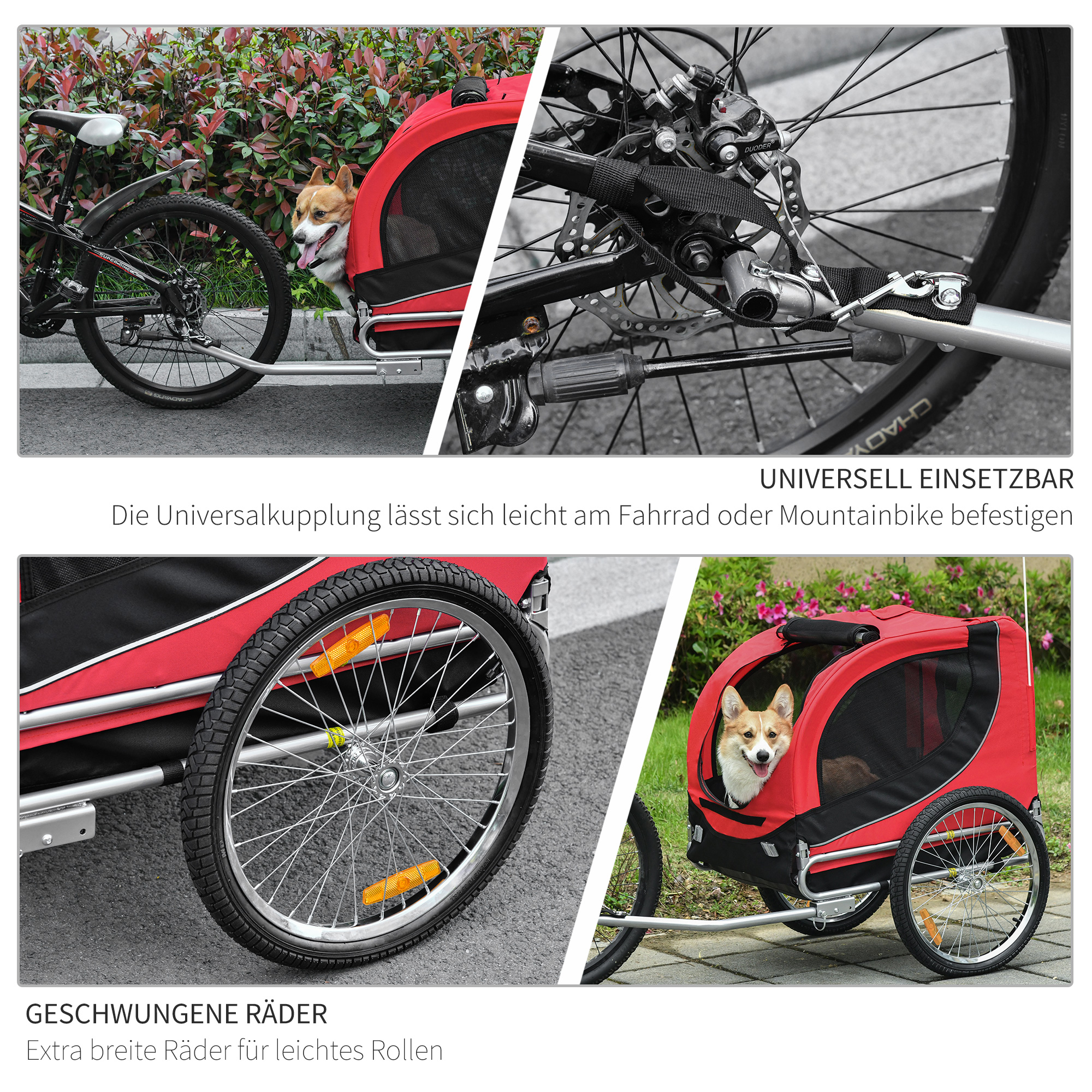 Hondenaanhanger fietskar hondenfietskar rood/zwart