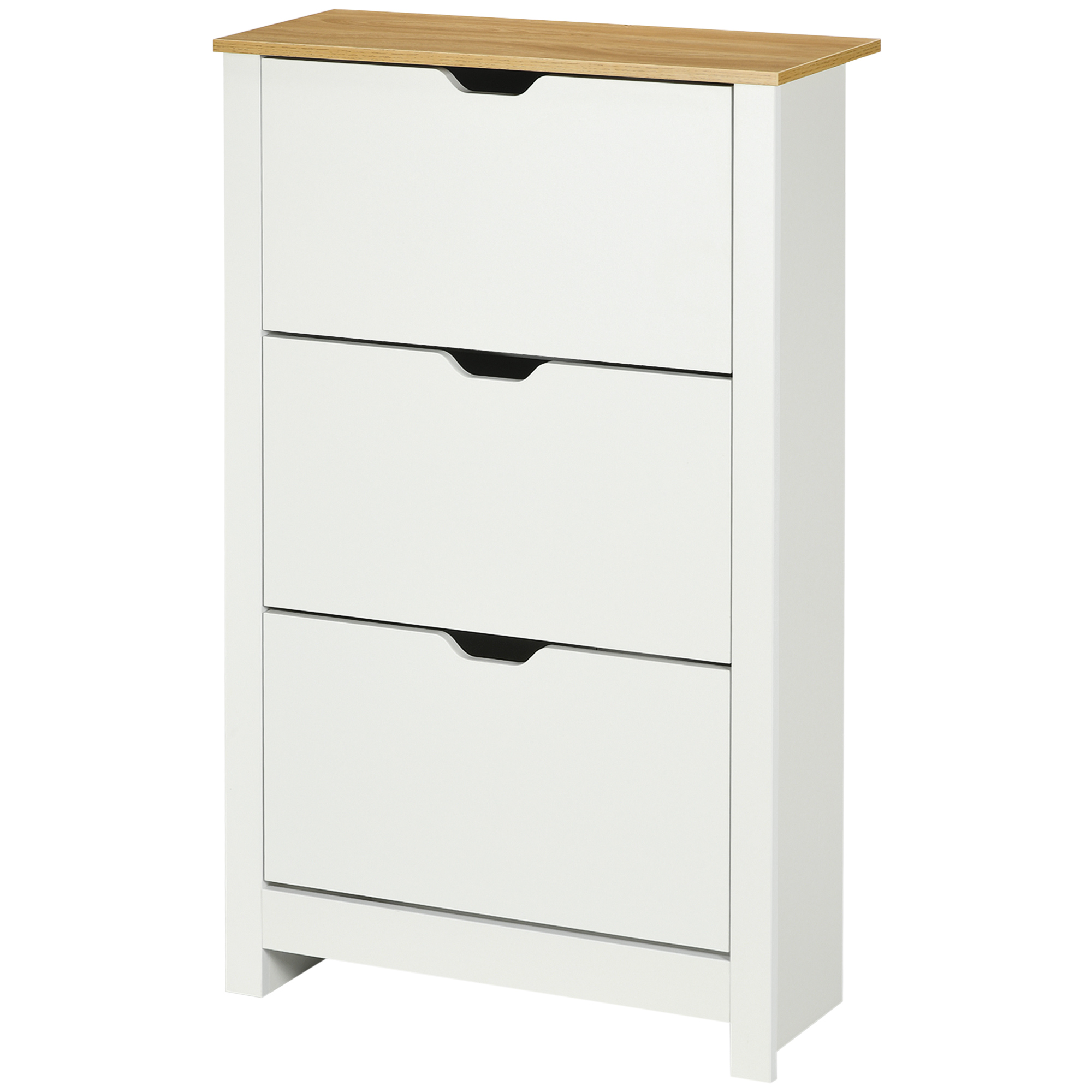 Schoenenkast Schoenenrek Schoenenopslag, 3 vakken, 18 paar schoenen, 72 cm x 26 cm x 112 cm, Wit + Bruin