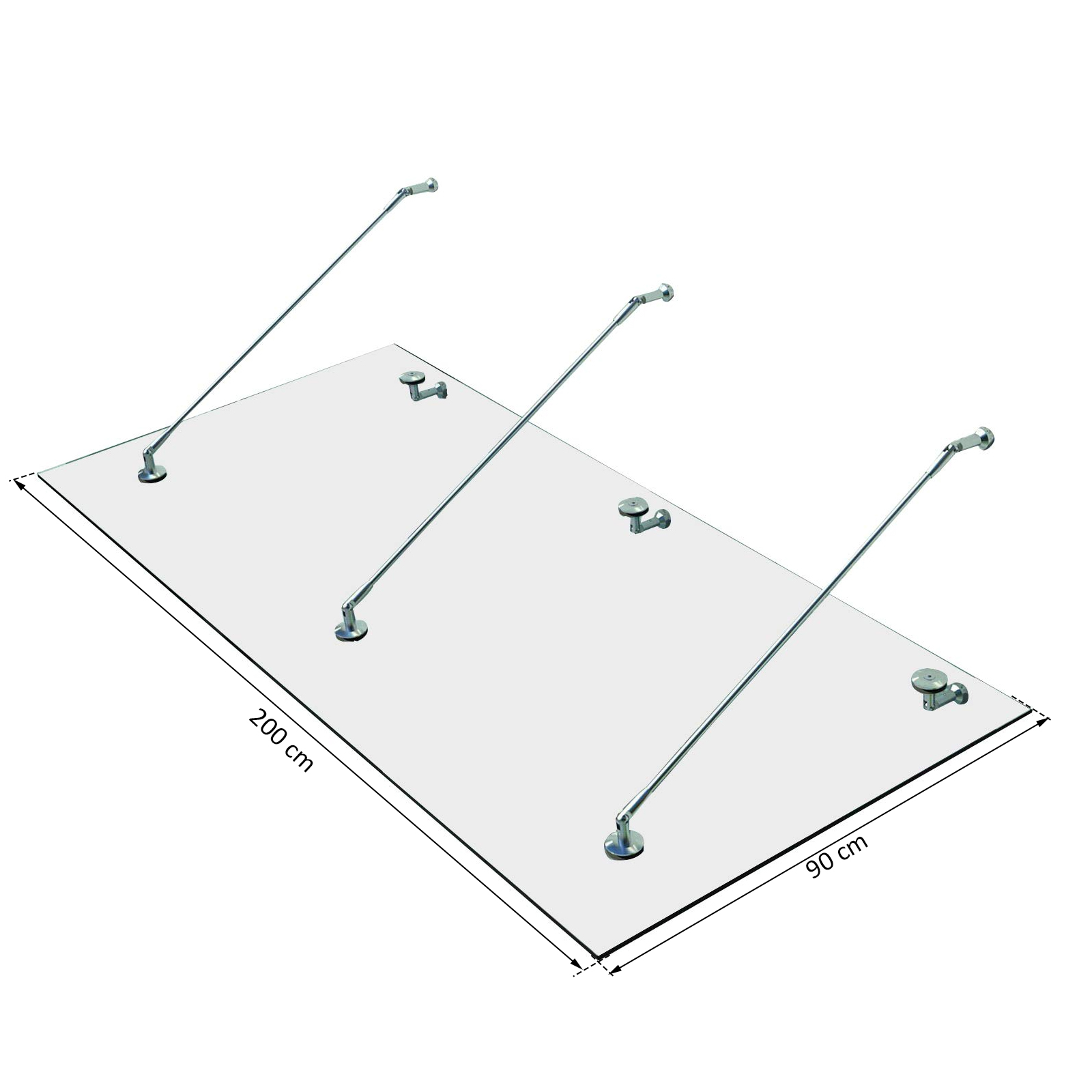 ? luifel glazen luifel deur luifel veiligheidsglas roestvrij staal helder glas gelaagd veiligheidsglas VSG 304 200x90cm