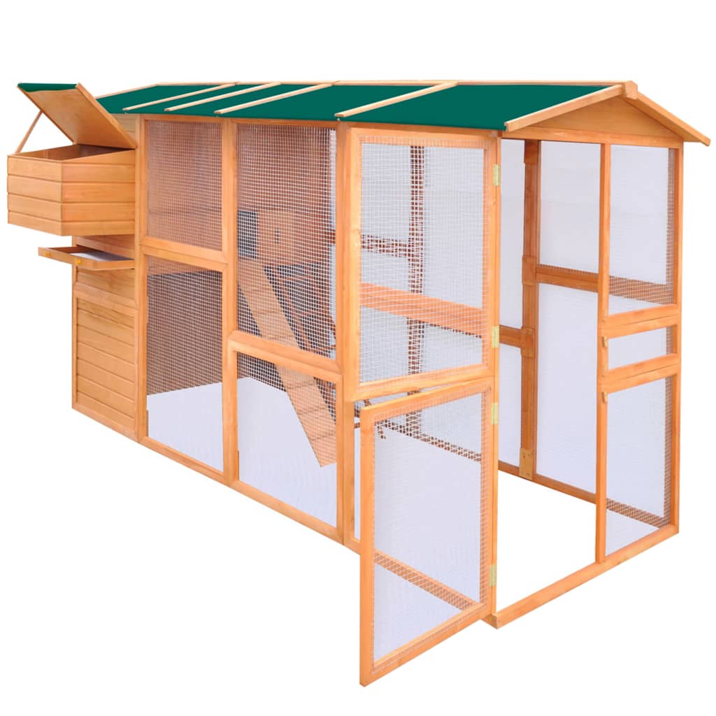 2025 Houten kippenhok van dennenhout 295 x 163 x 170 cm met nestkast en ren