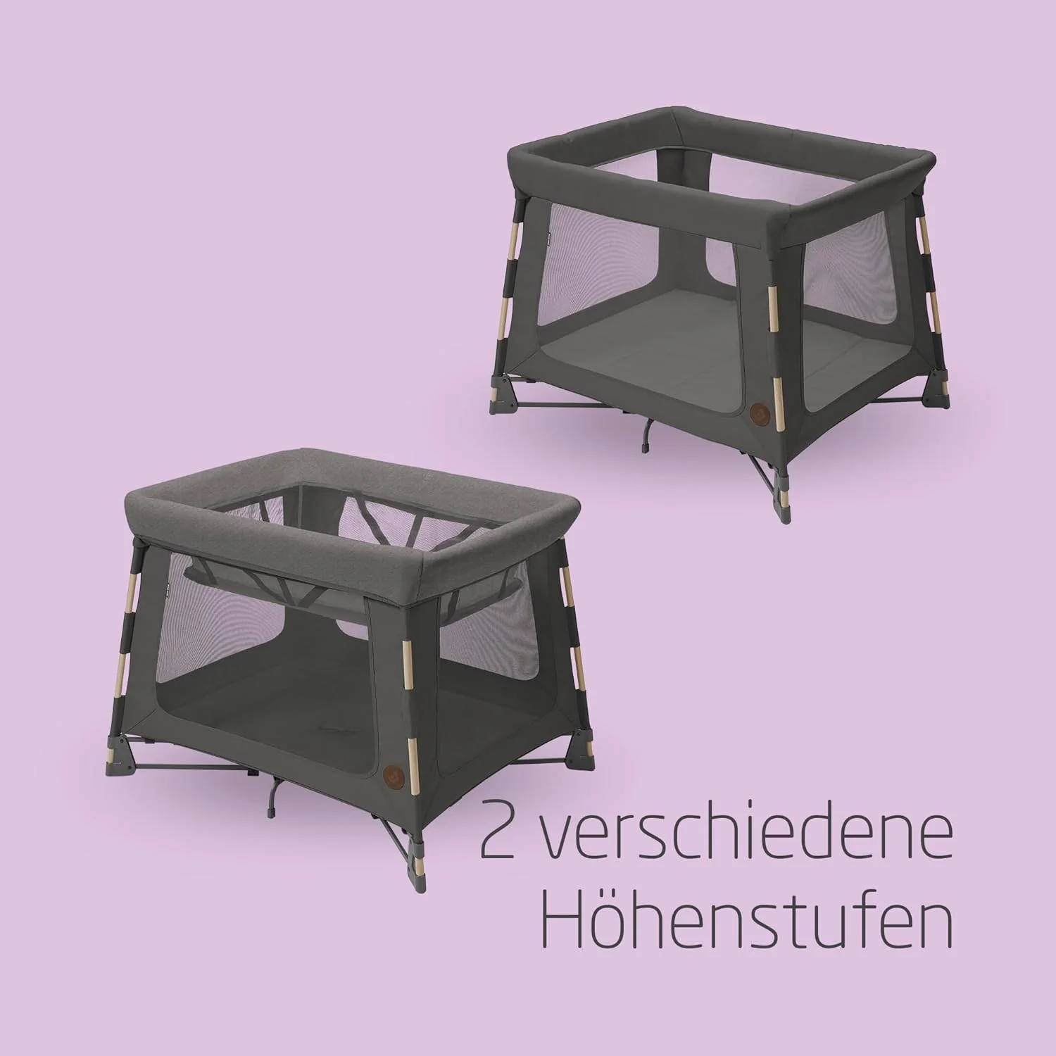 Maxi-Cosi Swift 3-in-1 reiswieg baby, wieg, 0-3,5 jaar, tot 15 kg, in hoogte verstelbare reiswieg, 2-in-1 matras, ultralicht, in 1 seconde inklapbaar, reistas, Eco Care, Beyond Grey