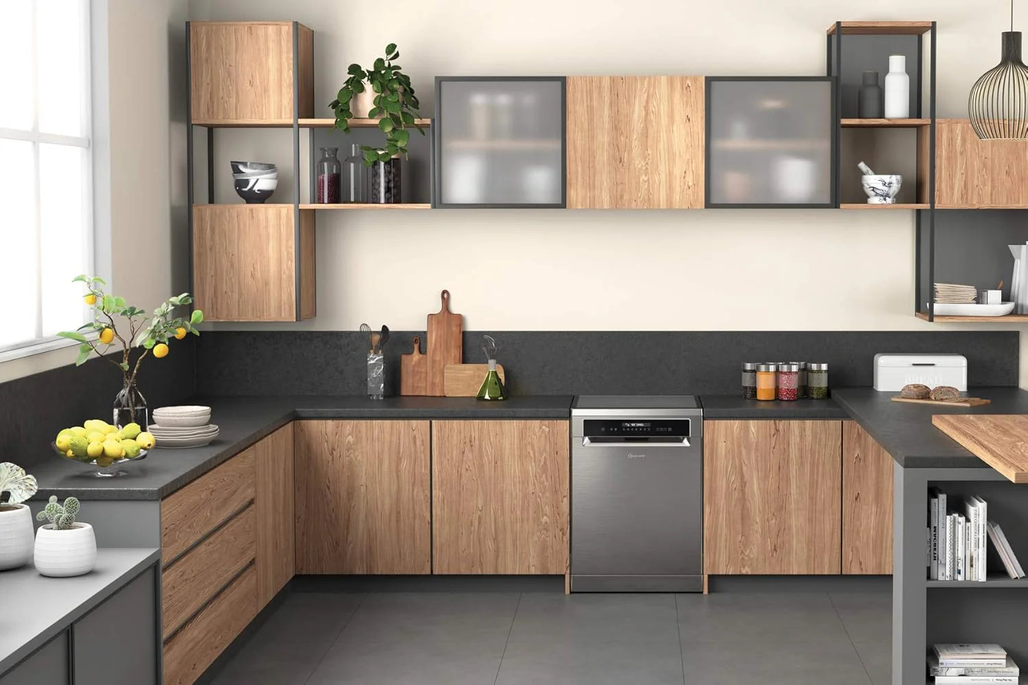 Bauknecht B7F HP43 XA Vrijstaande vaatwasser/ 60 cm/ 15 couverts/ PowerClean Pro-Effectieve hogedruksproeiers/ Natural Dry-Automatische deuropening-Betere droging/ Maxi Space-Meer binnenruimte