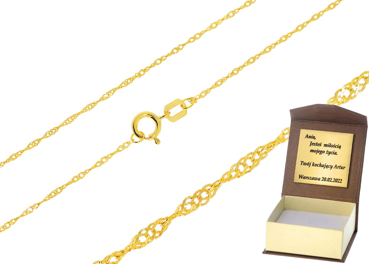 Złoty łańcuszek pełny singapur Próba 585