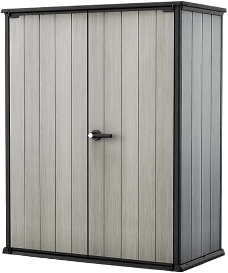 Keter High Store Plus- Cobertizo de jardín Exterior, 1400L, Color Gris, tecnología Duotech Paredes aptas para Pintar, 170.4 x 140 x 73.6 cm