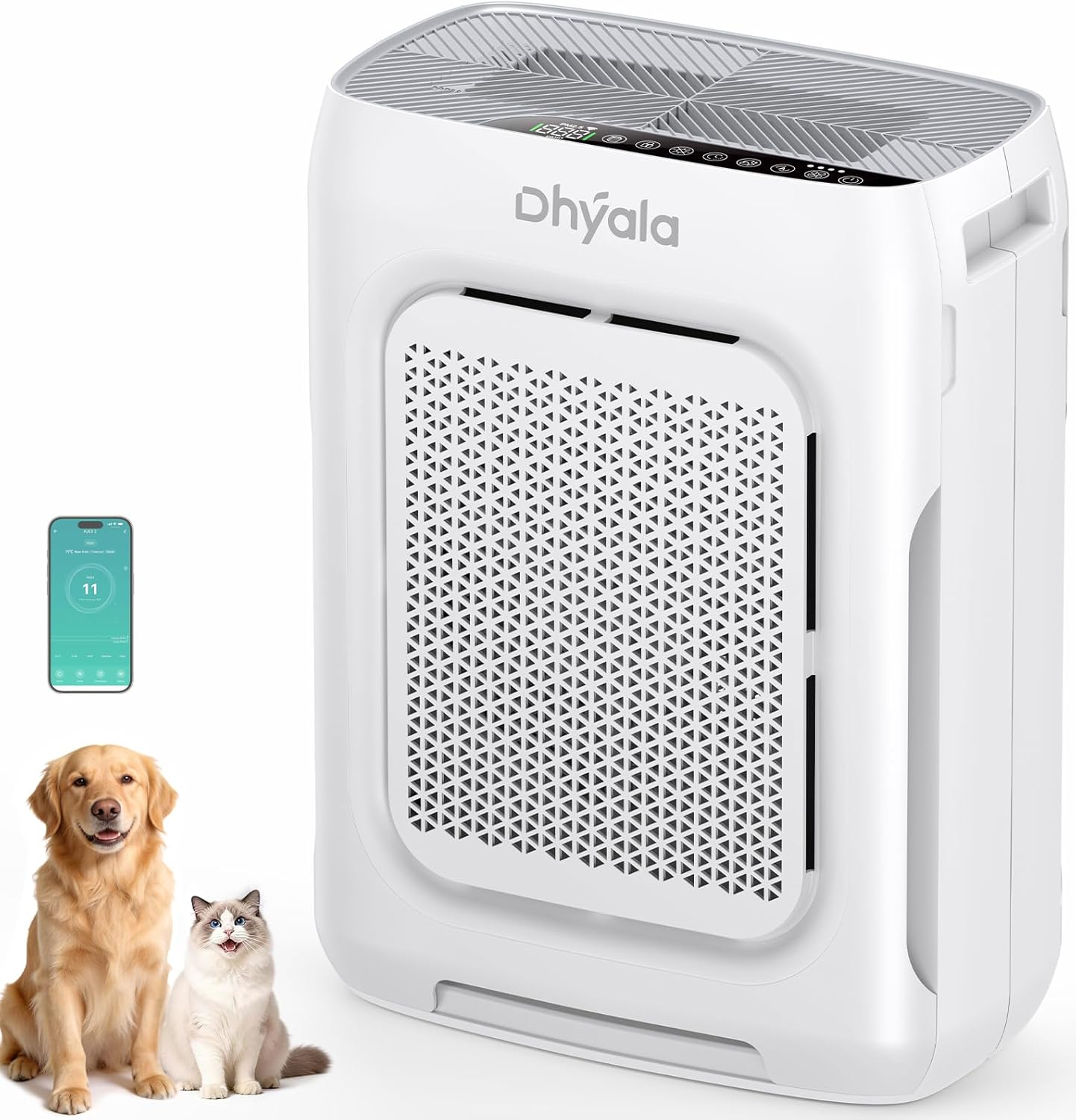 Luftreiniger Allergiker Air Purifier HEPA Luftfilter mit waschbarem Doppelfilter, CADR 450m³/h, Smart WiFi, 20dB Schlafmodus, AQI Anzeige, Aroma, Timer, gegen Staub Pollen, Haustiere & Raucher