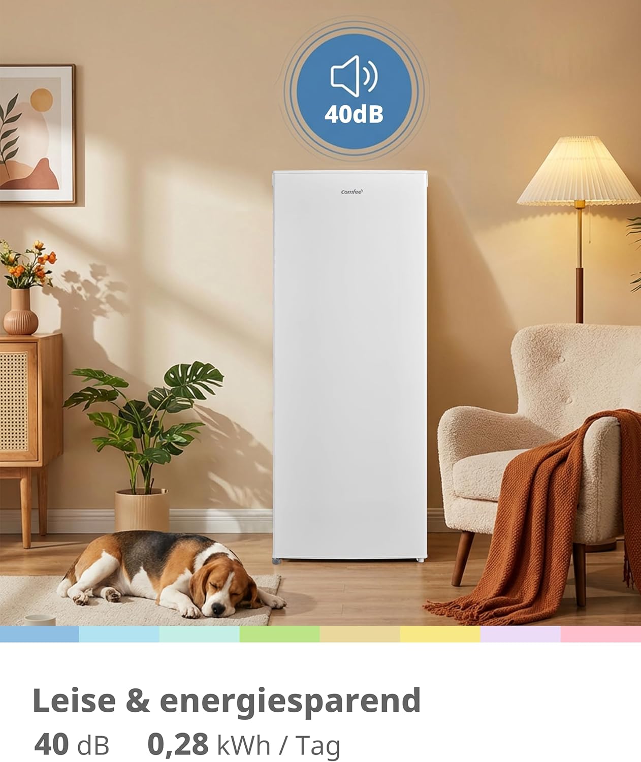 RCD235WH2EU(E) Kühlschrank, 230L Kühlschrank ohne Gefrierfach, 40 dB leise, LED-Licht, 1–10°C einstellbar, wechselbarer Türanschlag, Mehrfach-Glasablagen, Obst- & Gemüseschublade, Weiß