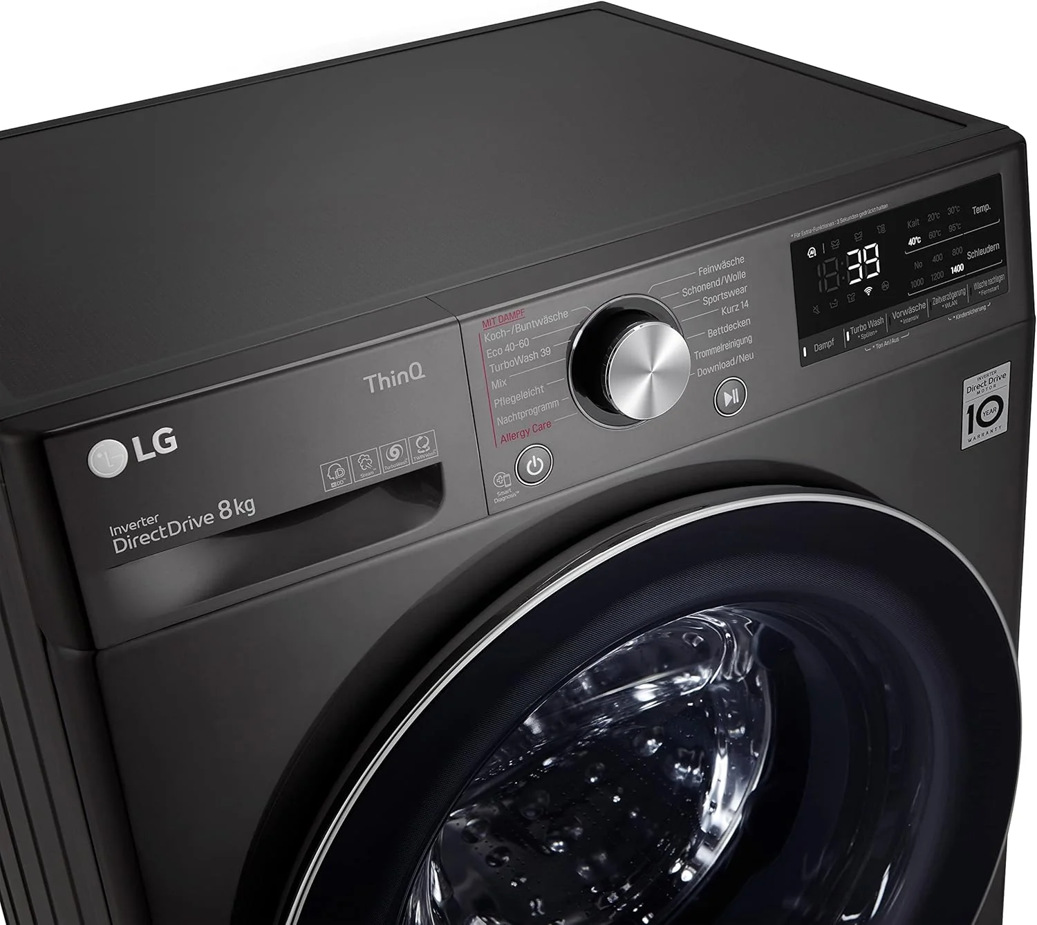 LG F4WV7080, Klasse A, Voorlader Wasmachine 8 kg, 1400 tpm, AI Direct Drive, Wi-Fi, Dieptereiniging met Stoom, Grote Capaciteit, TRIPLE A, Veiligheidsglas Buitendeur, 62 x 60 x 85 cm ? Wit