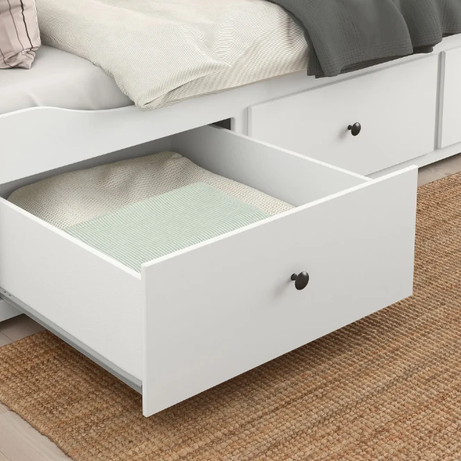 2025 IKEA HEMNES dagbed met 3 opberglades ?C Wit, 80 x 200 cm, ruimtebesparend en veelzijdig
