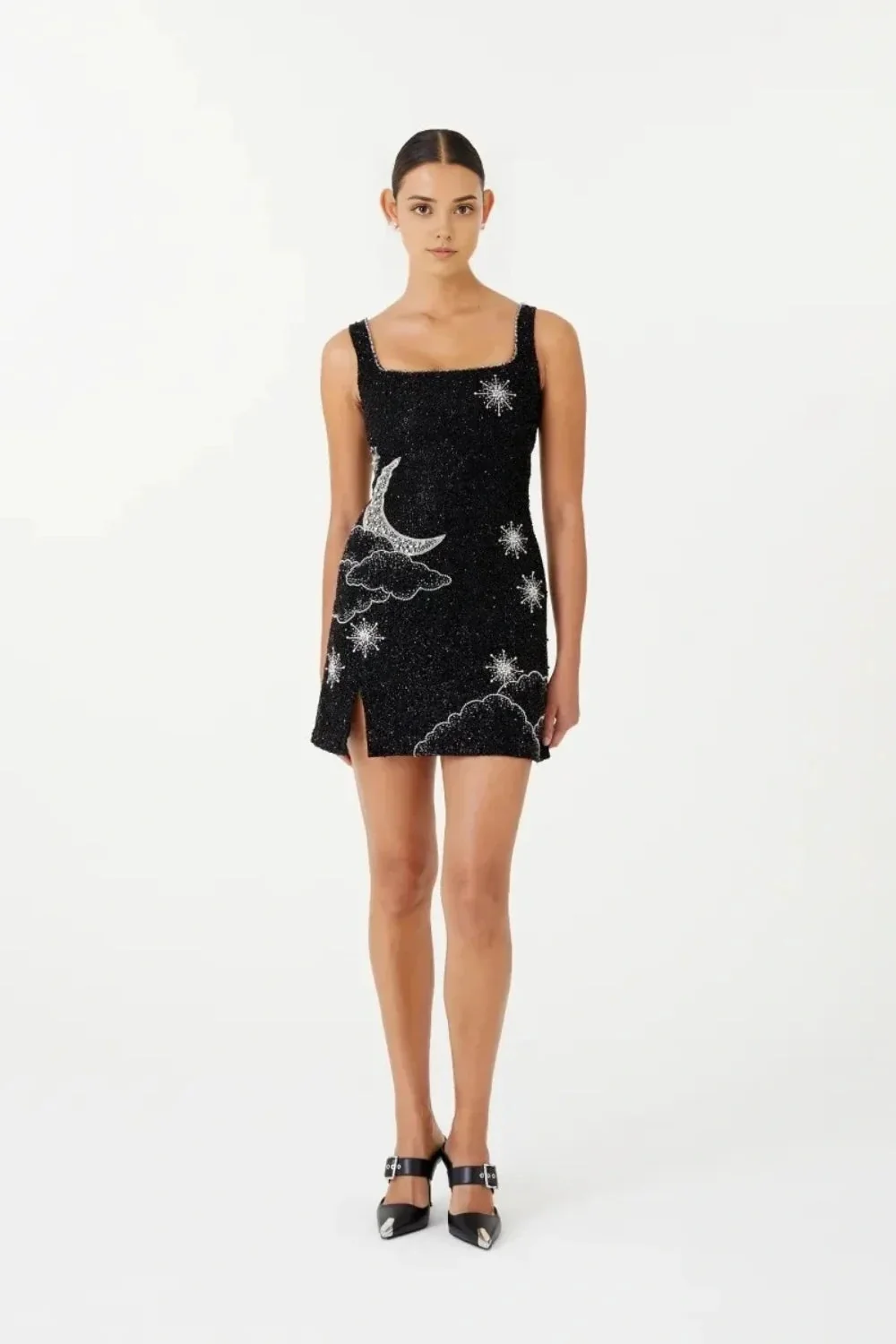 Mini-Kleid mit Perlenbesatz