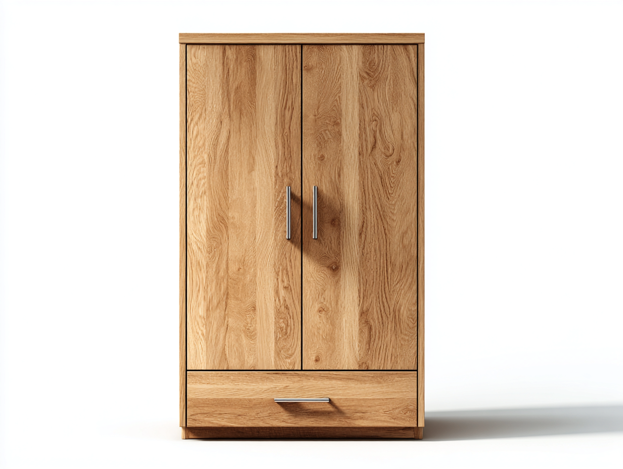 Kleiderschränke mit zwei Türen-Eichenholz-Metall-101 x 60 x 192 cm-Natur-Moderner Stil