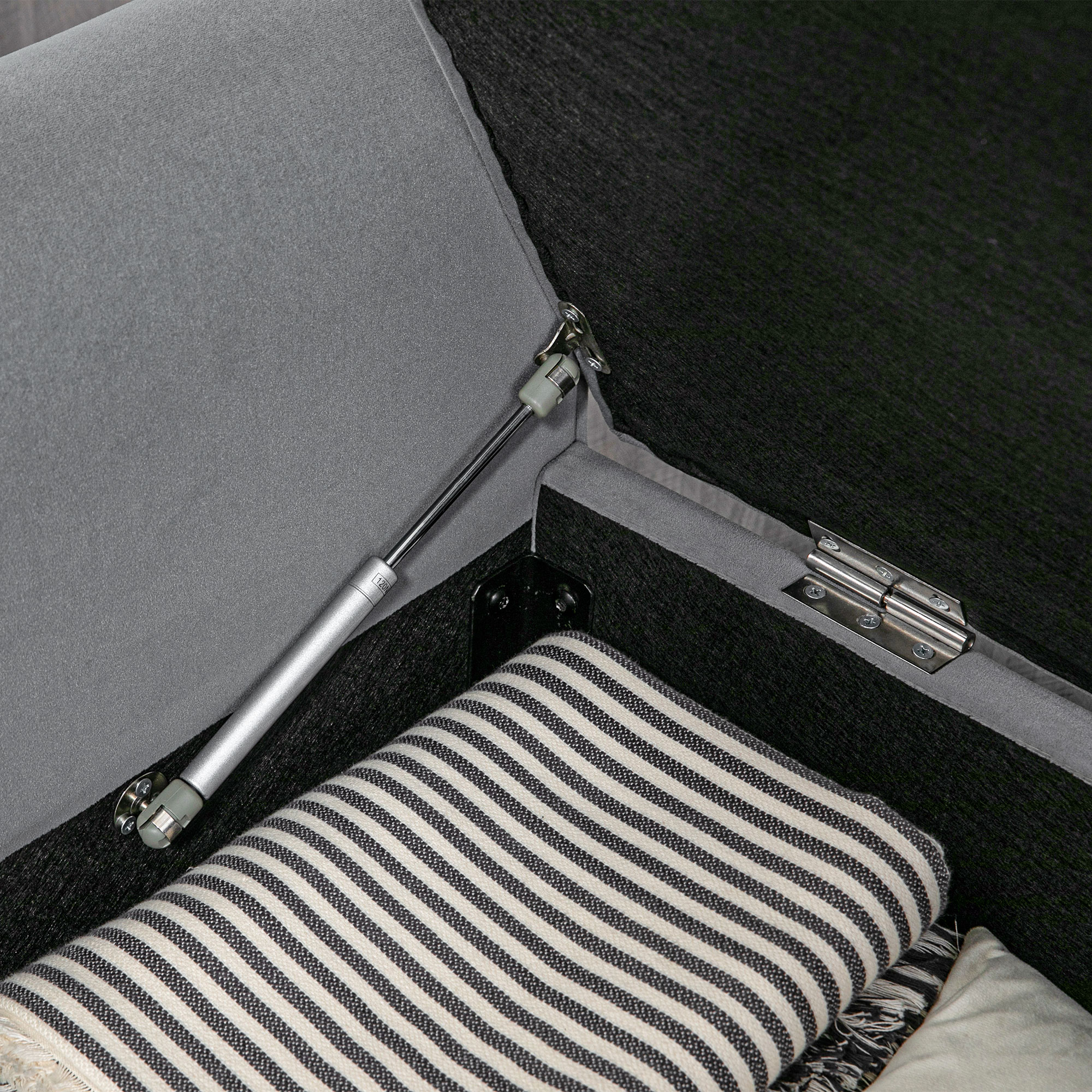 Zitbank Polsterbank Bedbank, Knoopstiksel, Fluweelachtige Afwerking, 126 cm x 48,5 cm x 57 cm, Grijs