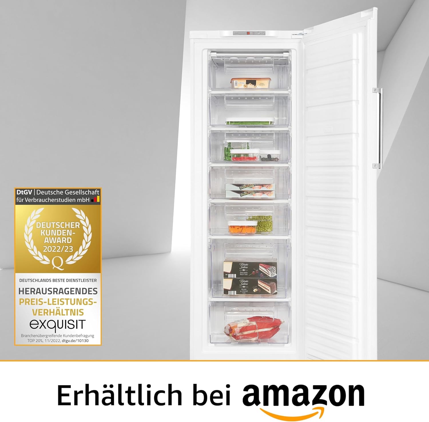 Exquisit Gefrierschrank GS280-HE-040D weiss | Tiefkühlschrank Gross 242 Liter | 4* Schnellgefrieren | Gefrierschrank Gross | Türanschlag wechselbar