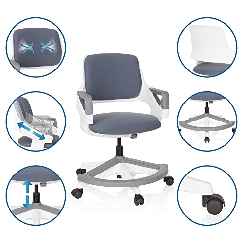 HJH Office 640510 Sedia da Ufficio Girevole per Bambini KID FLEX Tessuto, Sedia da Scrivania con Poggiapiedi, Regolabili in Altezza, Grigio : Casa e cucina