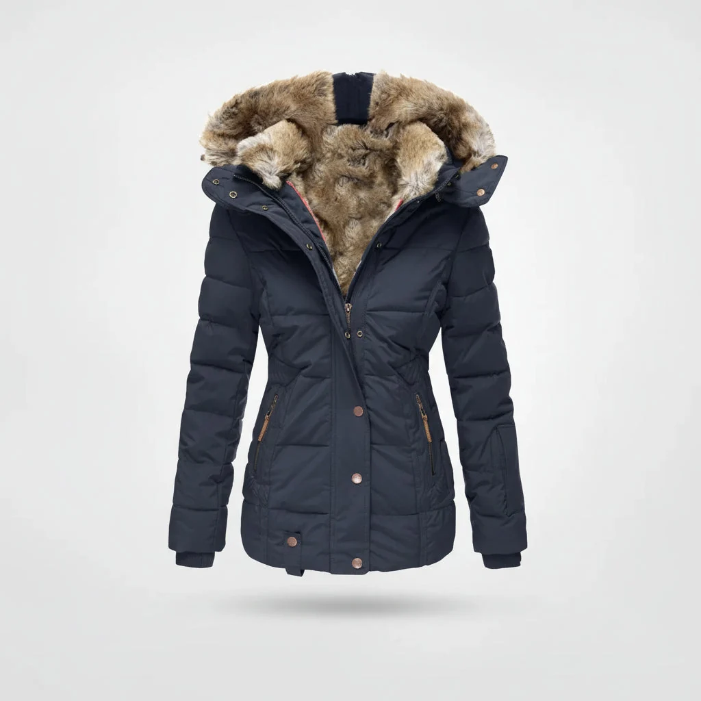 Winterjacke mit Fleecefutter, Kapuze und vier Taschen