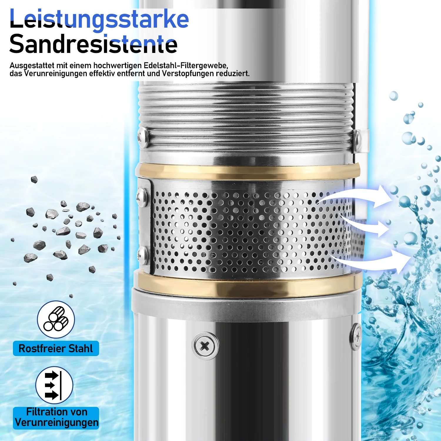 Sonnewelt Tiefbrunnenpumpe für Gartenbewsserung Edelstahl