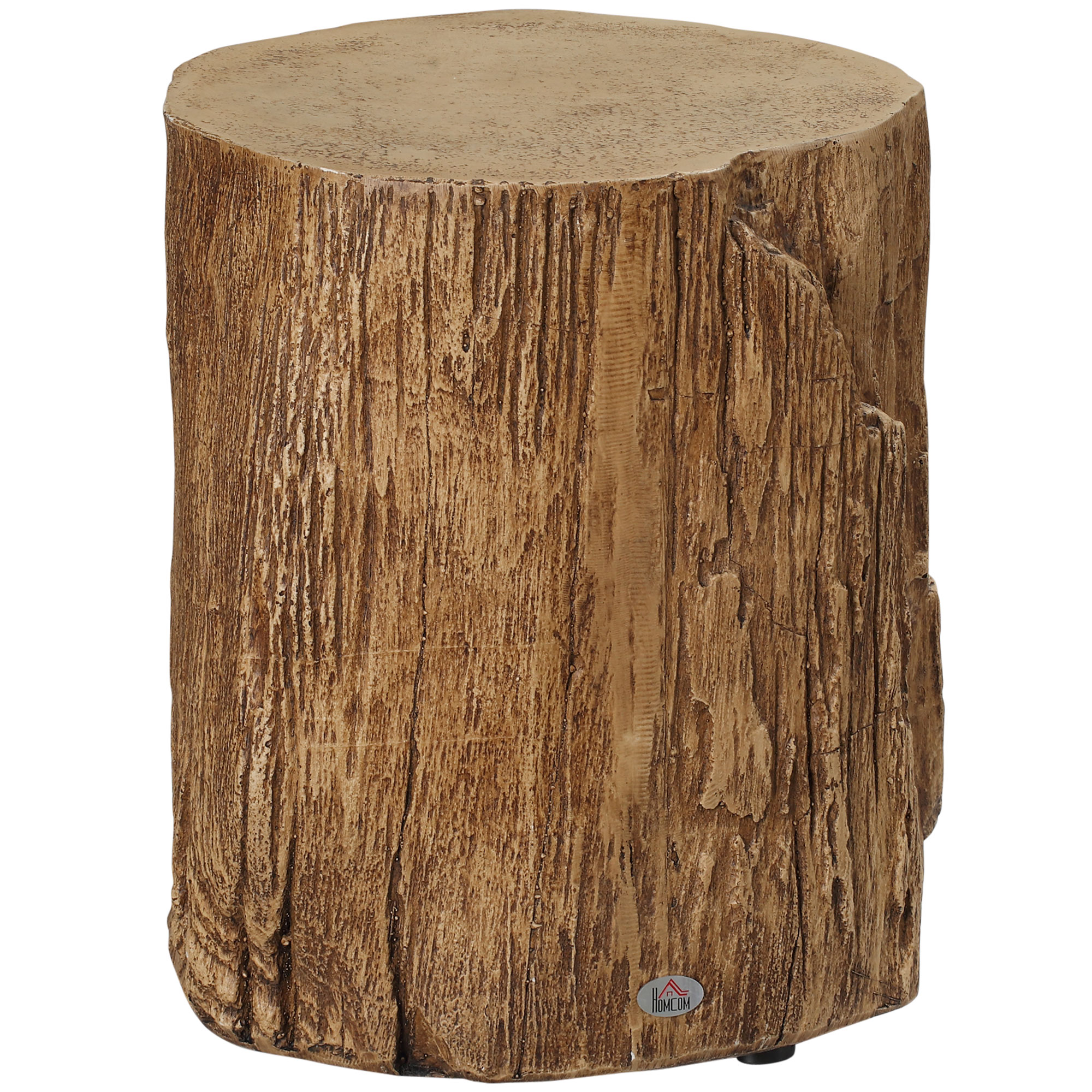 bijzettafel in boomstronklook, nachtkastje, boomstam, verstelbare salontafelkruk voor binnen en buiten, waterdicht anorganisch ertspoeder, natuurlijk hout, 37 x 37 x 43 cm