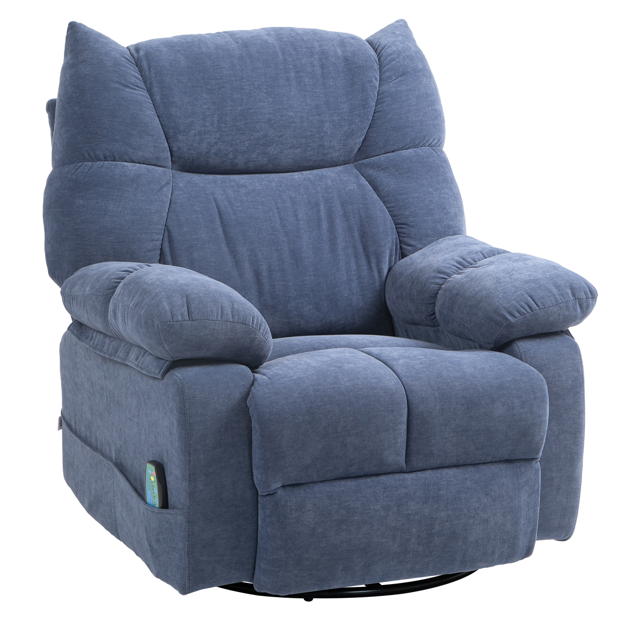 Massagestoel met Warmte- & Ligfunctie, Draaibaar, tot 150 kg, Metalen Frame, 98x90x98cm, Blauw