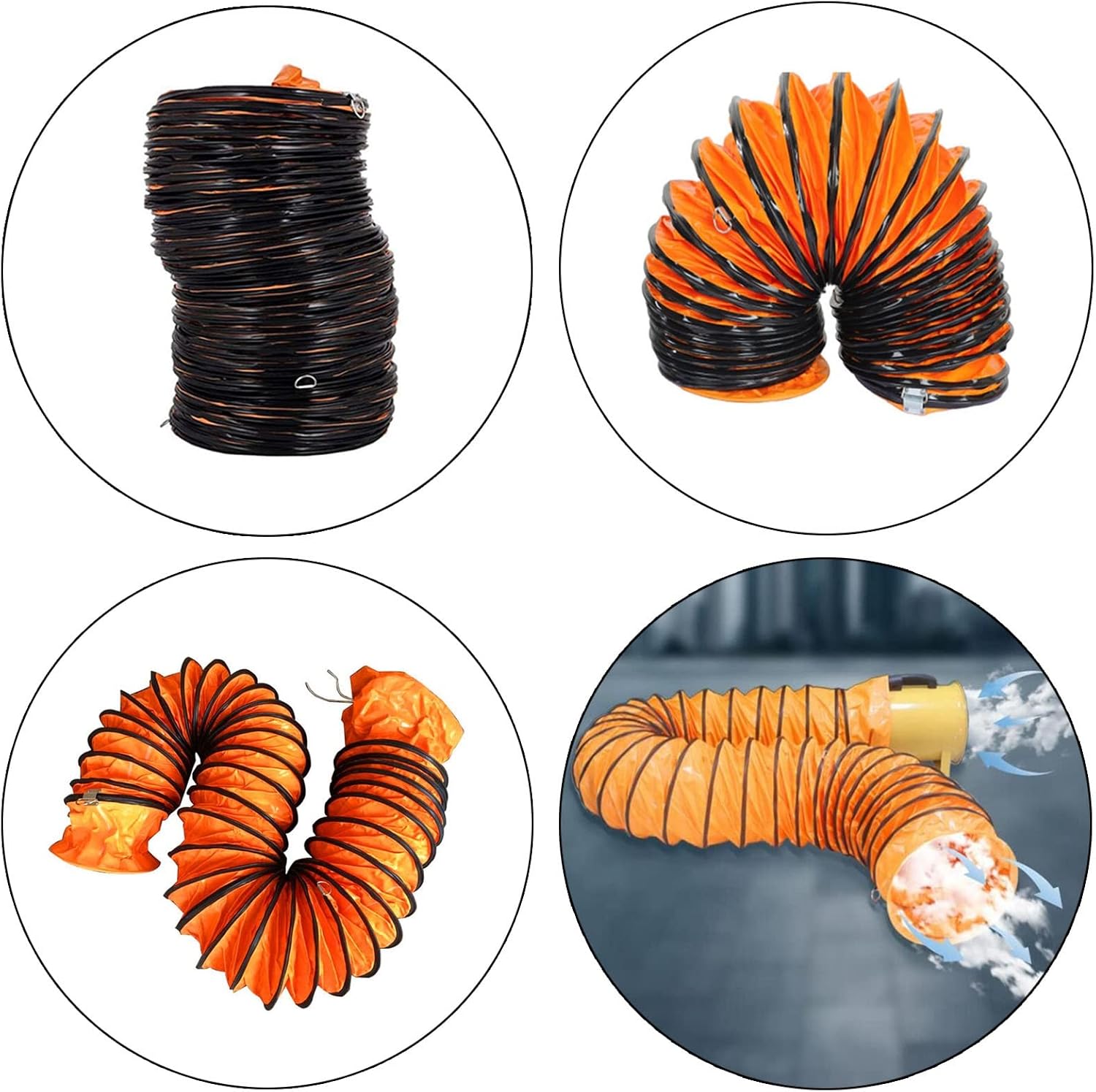 Flexible PVC-Rohrleitungen, PVC-Rohrschlauch, orange, 200–600 mm x 5–10 m, Lüftungskanal for Heizung, Lüftung und Klimaanlagen(400mmx10m)