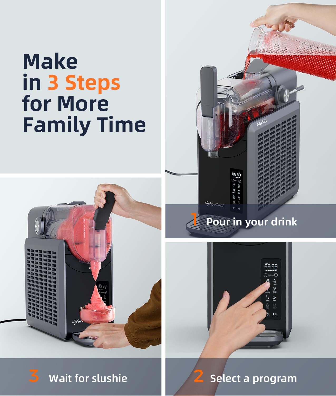 Slushie Machine - Professional Frozen Drink Maker No Ice Needed- 70 oz Slushy Machine for Home with LED Display - One-Touch Reservation & 6 Pre-set Programs for Frozen Margaritas, Frapp??s & Ice Cream