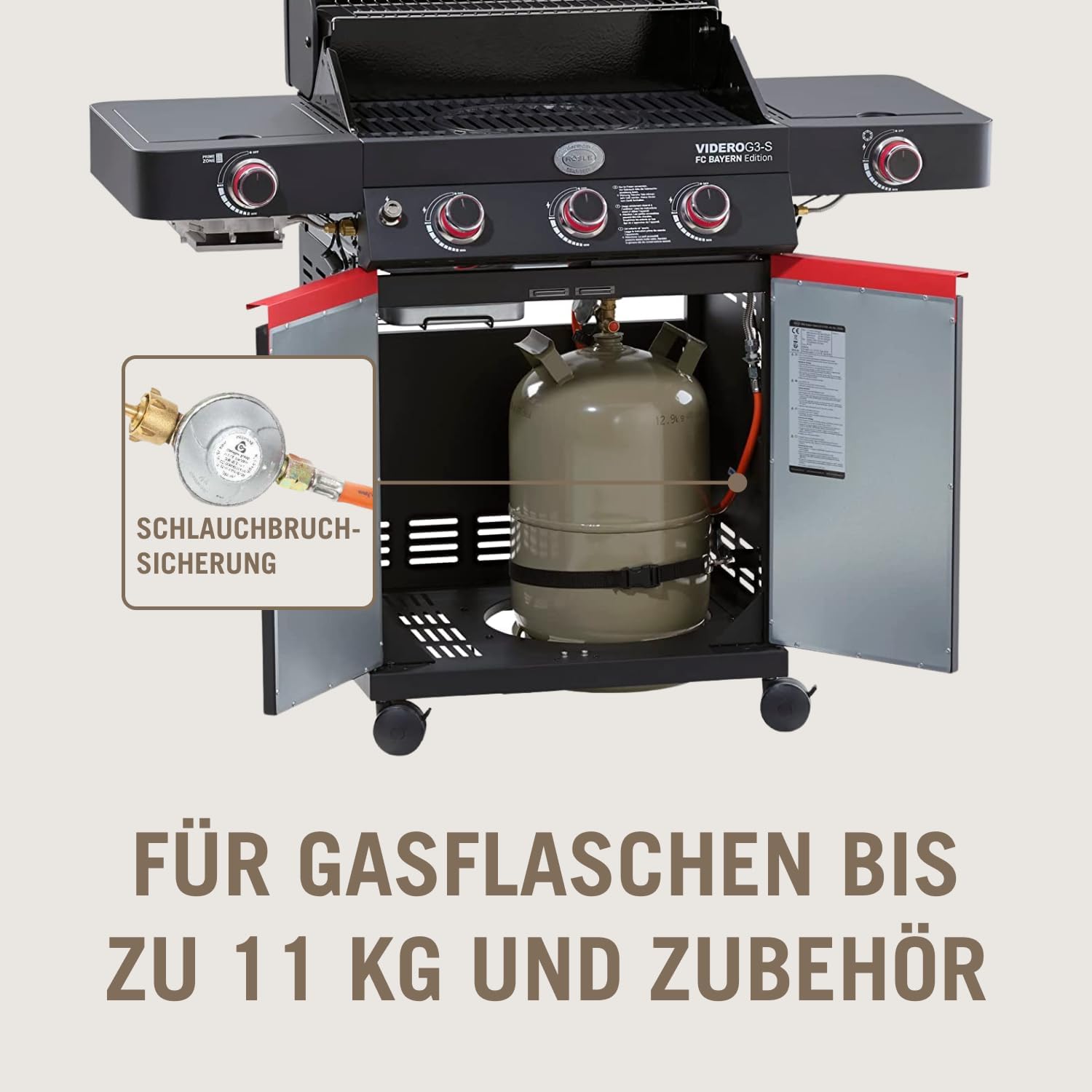 RÖSLE Elektrogrill BBQ-Portable Videro E2-P, tragbarer Tischgrill mit 2 Brennern, Warmhalterost und Deckel mit Glaseinsatz, pulverbeschichteter Stahl, schwarz/silbern