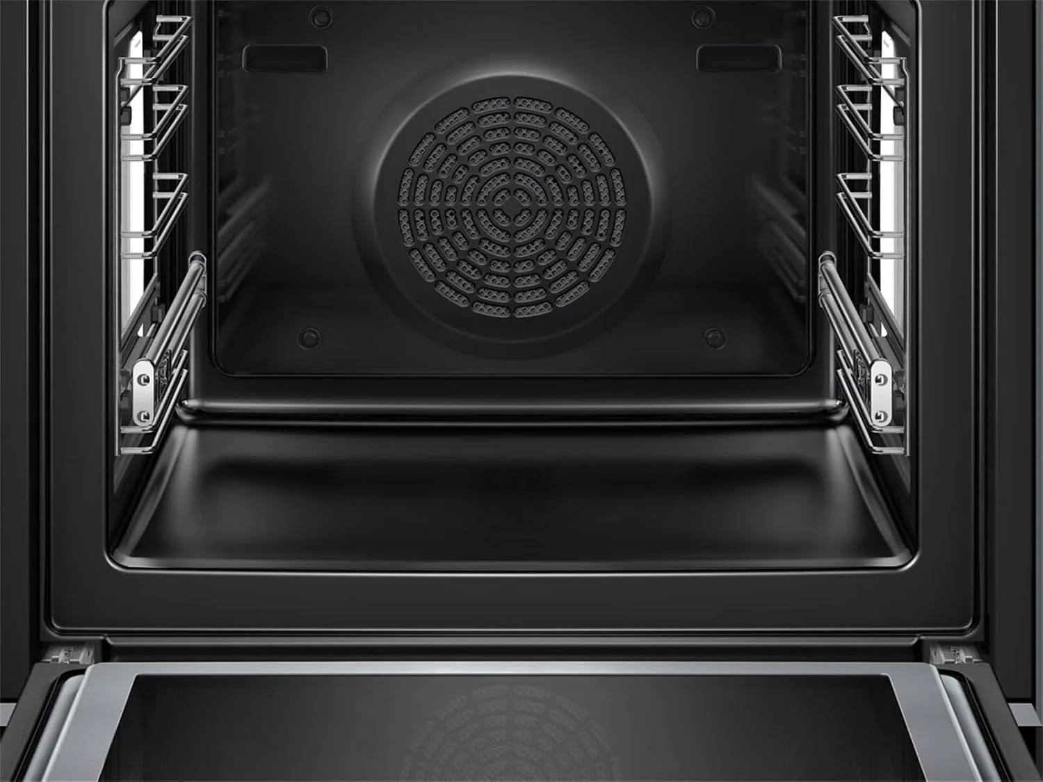 Bosch HMG7361B1, Serie 8 smarter Einbau-Backofen mit Mikrowellenfunktion, 60 x 60 cm, Made in Germany, Schwarz, Air Fry, Digitaler Bedienring, Touchdisplay, Automatikprogramme, Reinigungsunterst��tzung