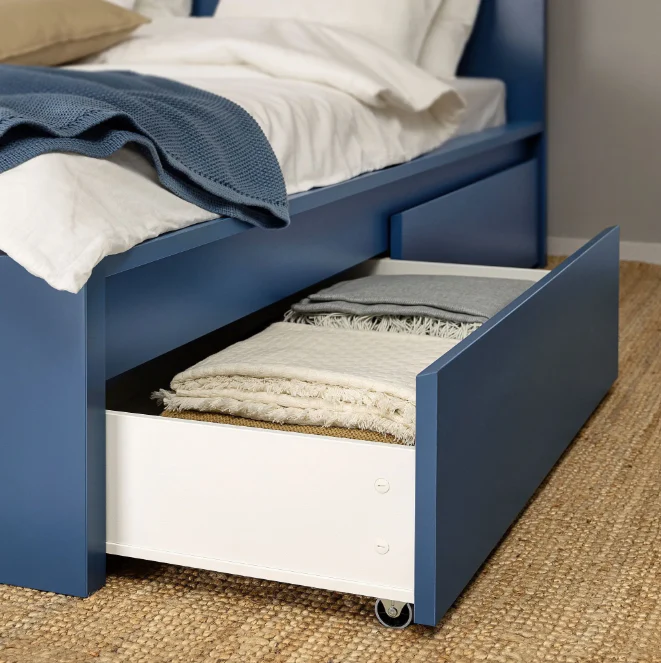 MALM Hoog Bedframe, Blauw, 160x200 cm
