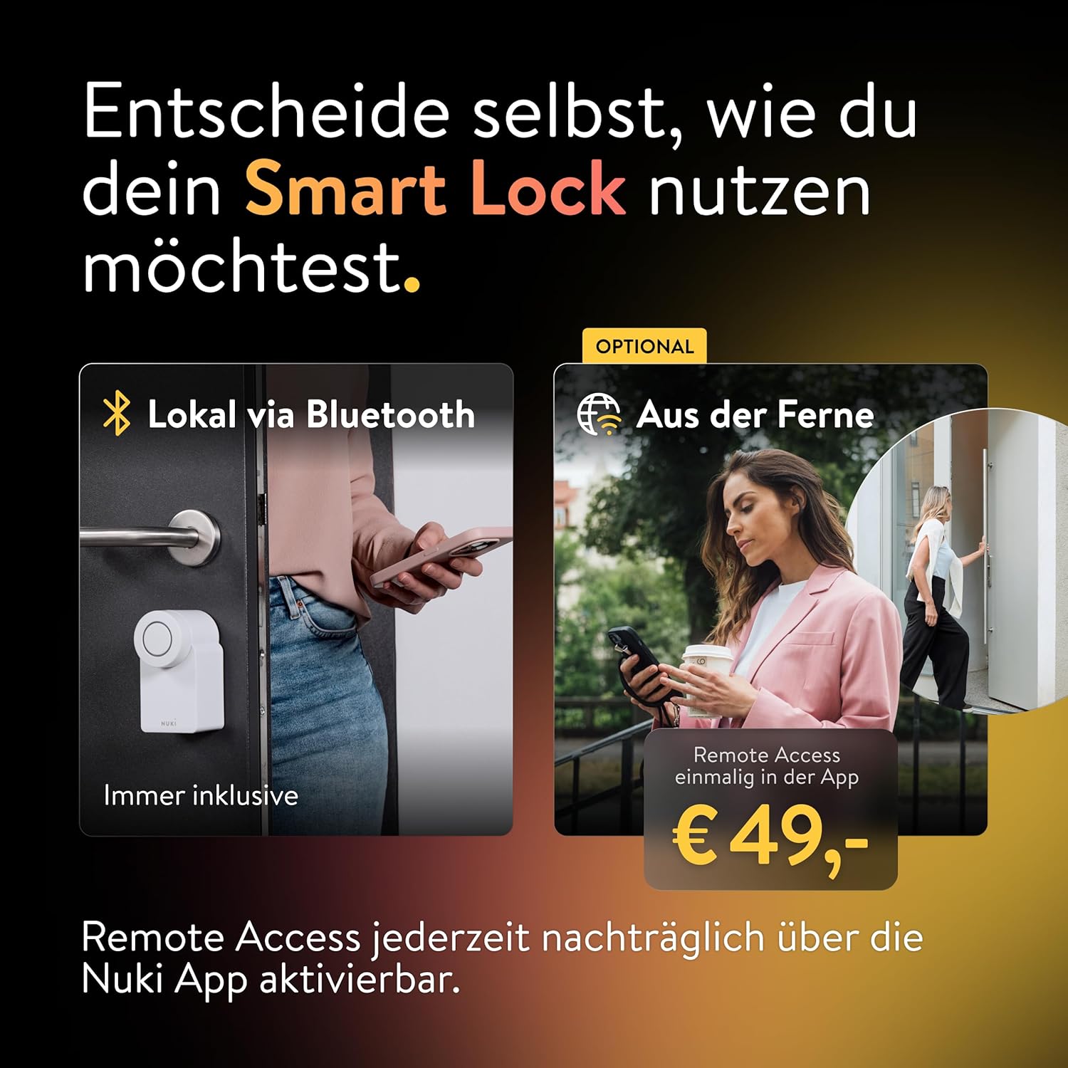 Nuki Smart Lock Go (2025) mit Bluetooth, WLAN & Matter, elektronisches Türschloss macht Smartphone zum Schlüssel, Nachrüsten ohne Zylindertausch – Smart Lock